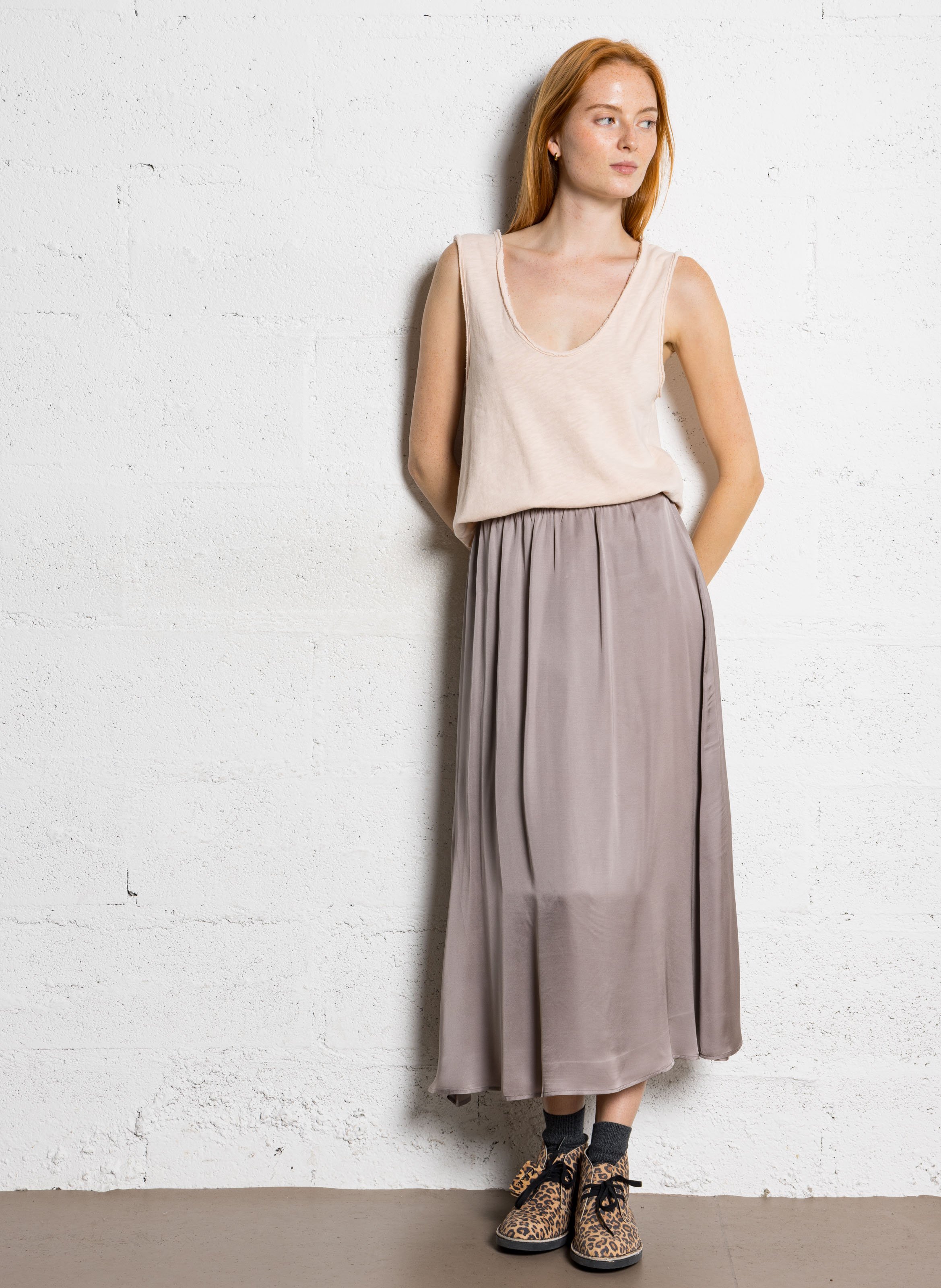 Straight cotton tank top with round neck AMERICAN VINTAGE Beige