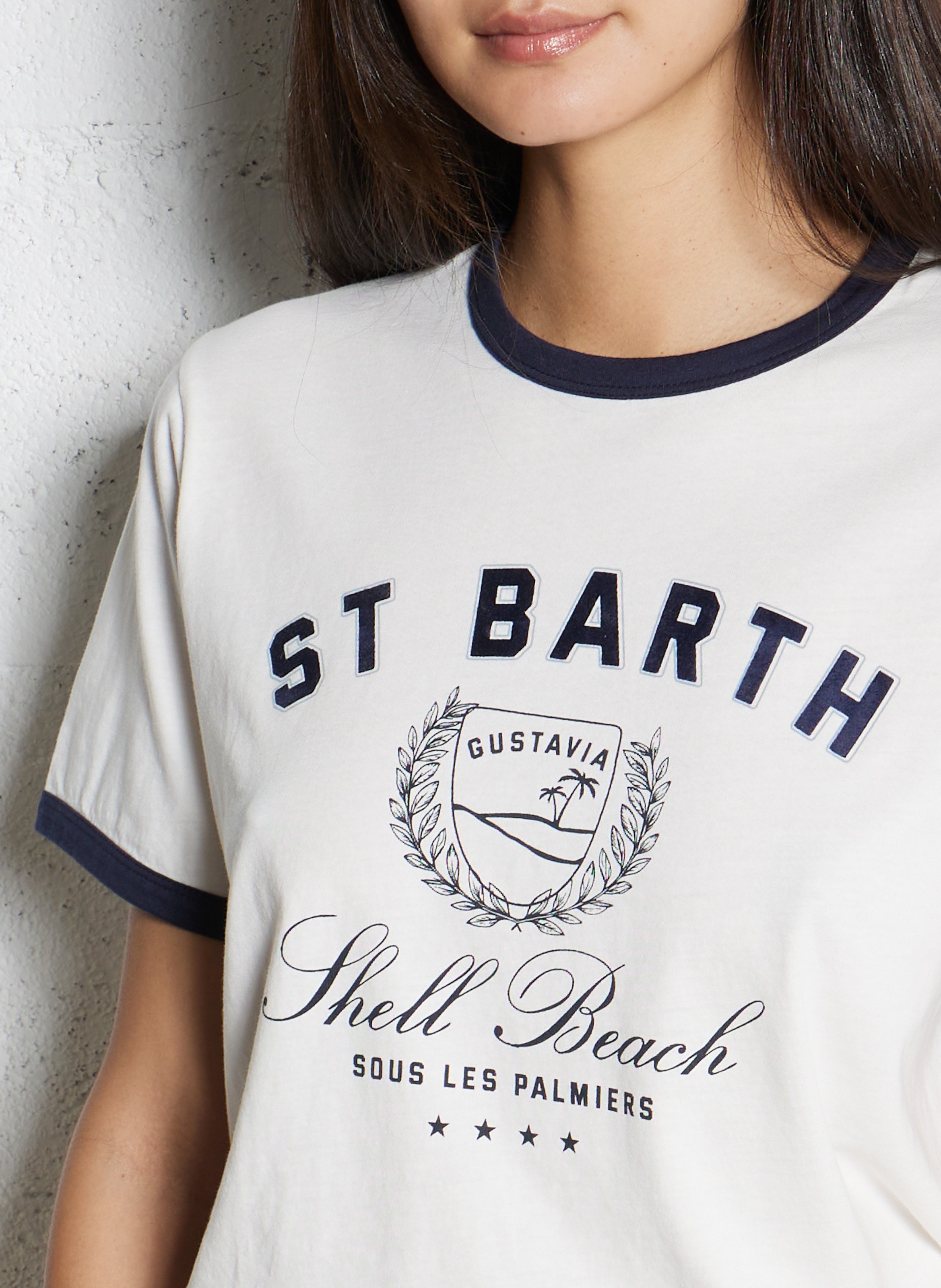 Tee-shirt droit col rond en coton IKKS Blanc