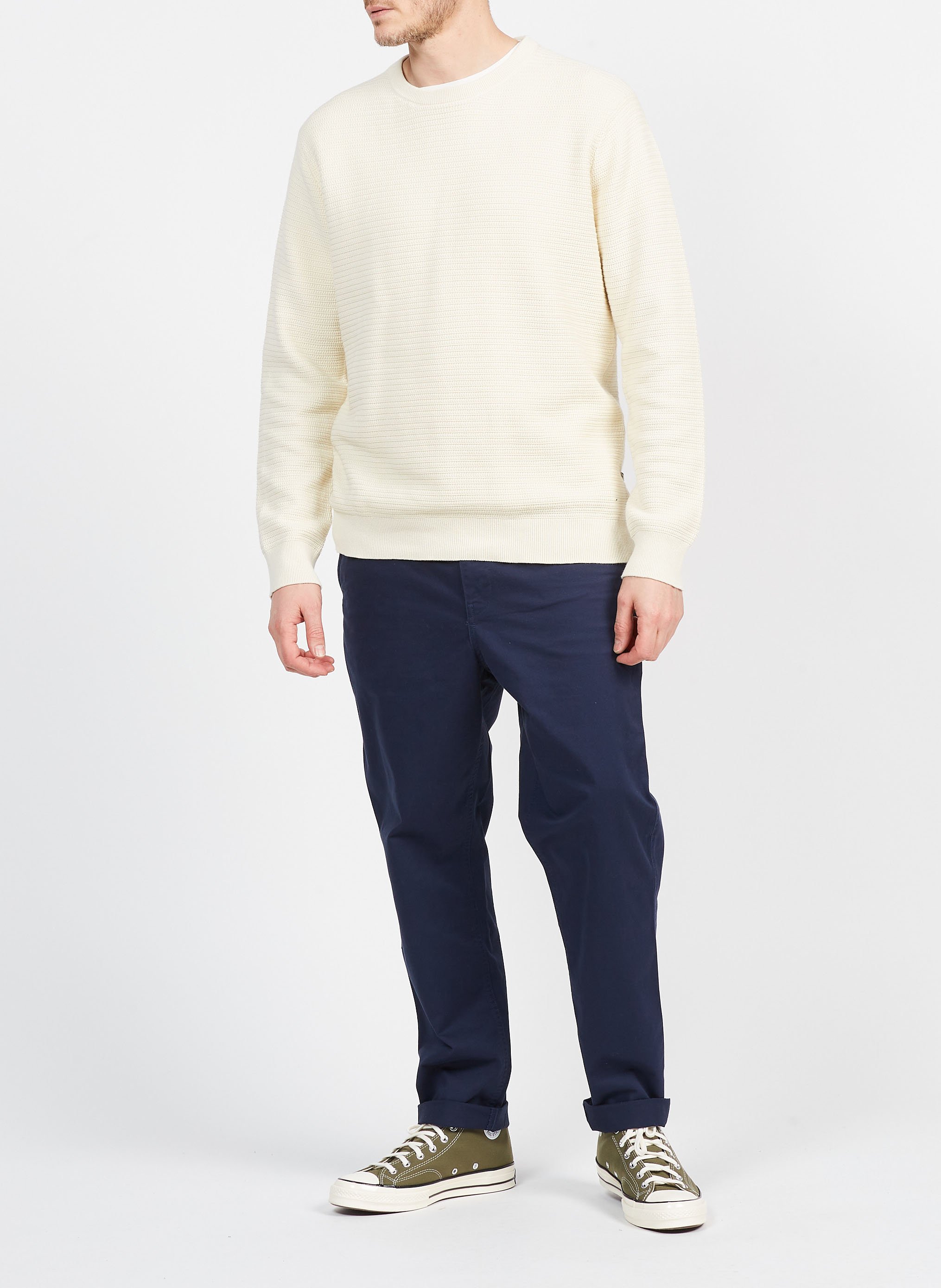 Regular-fit organic cotton sweater with round neck MINIMUM Blue