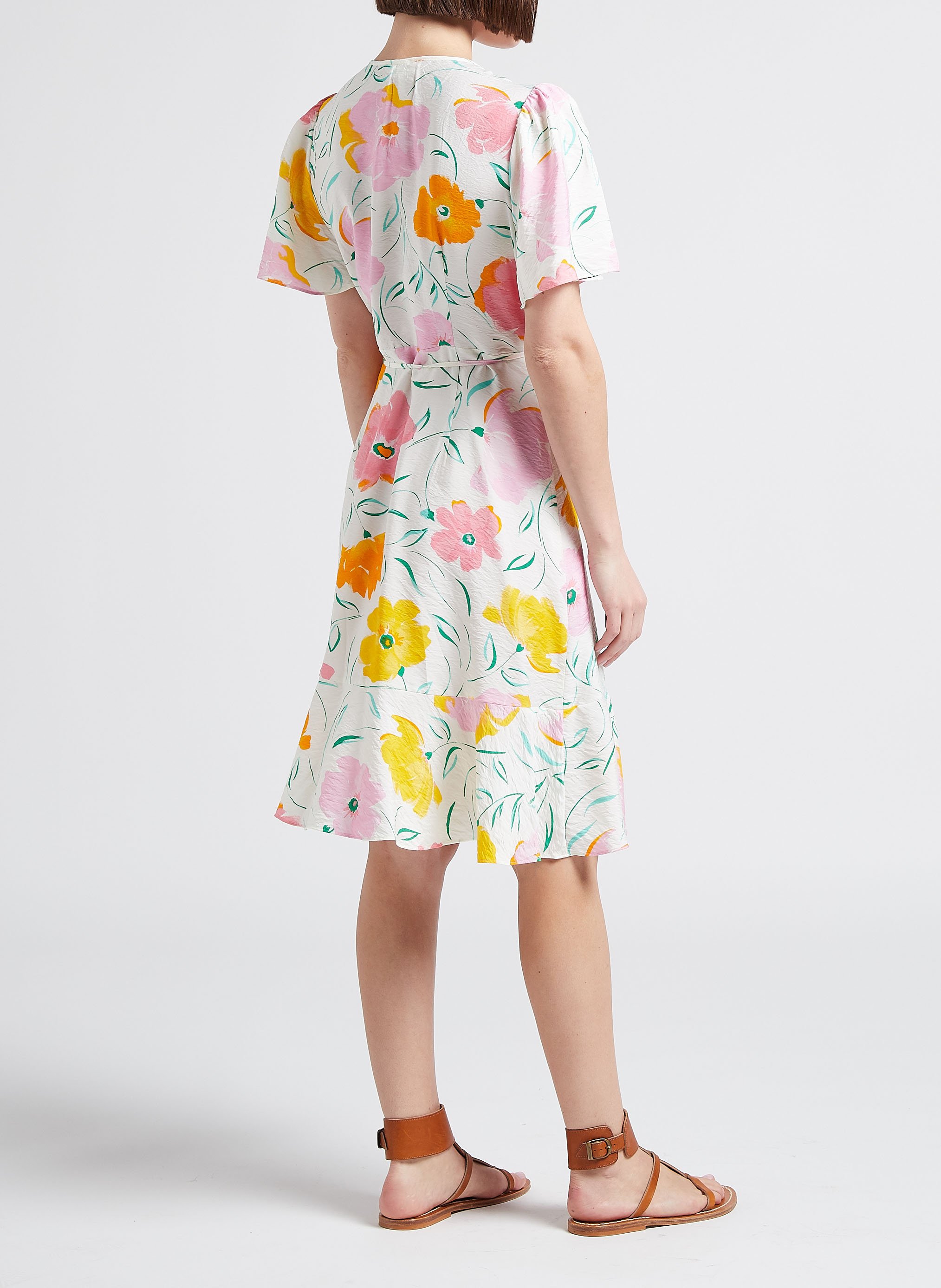 Robe courte portefeuille imprimée OBJECT Beige