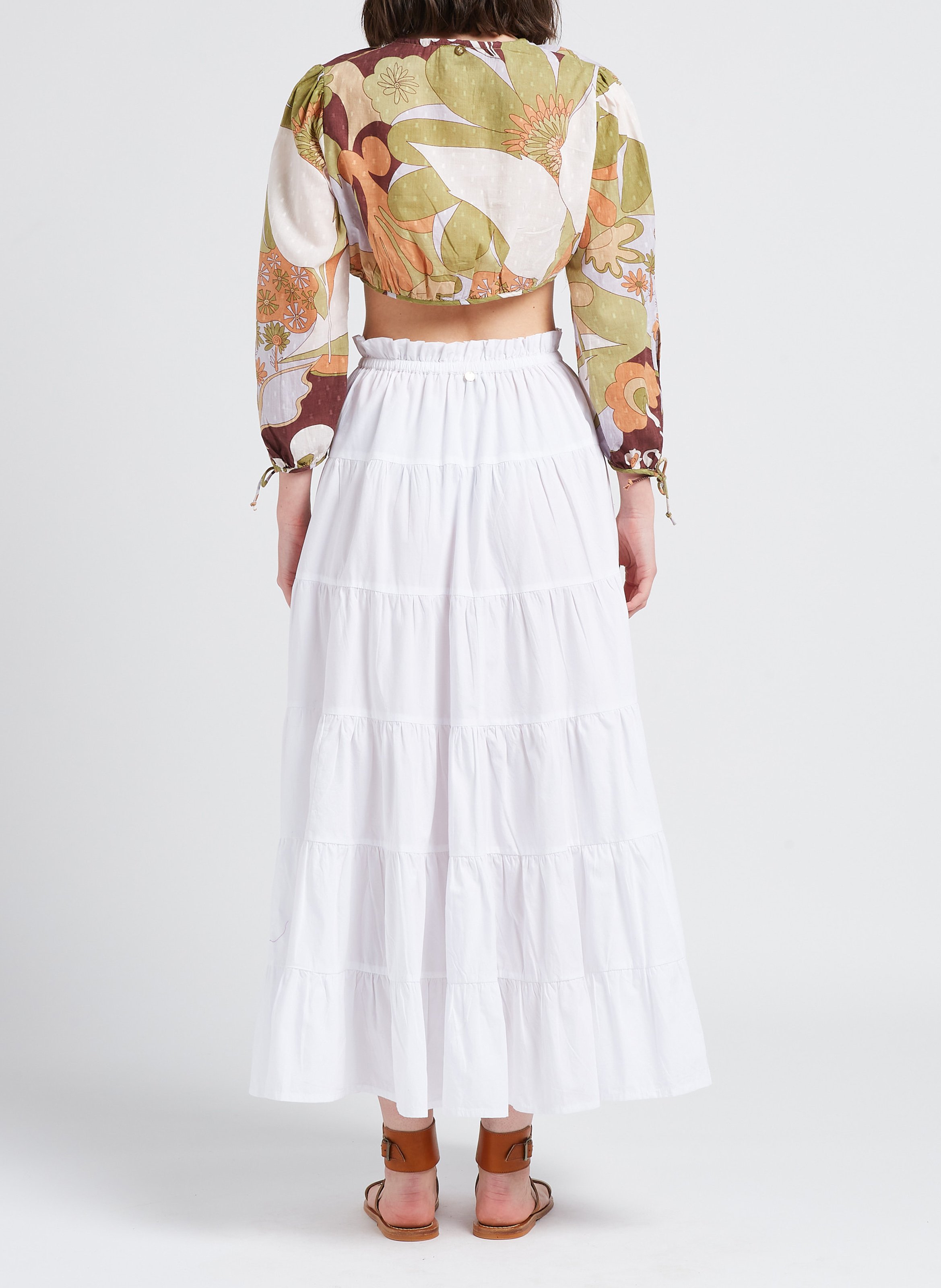 Top court en coton imprimé ANTIK BATIK Kaki