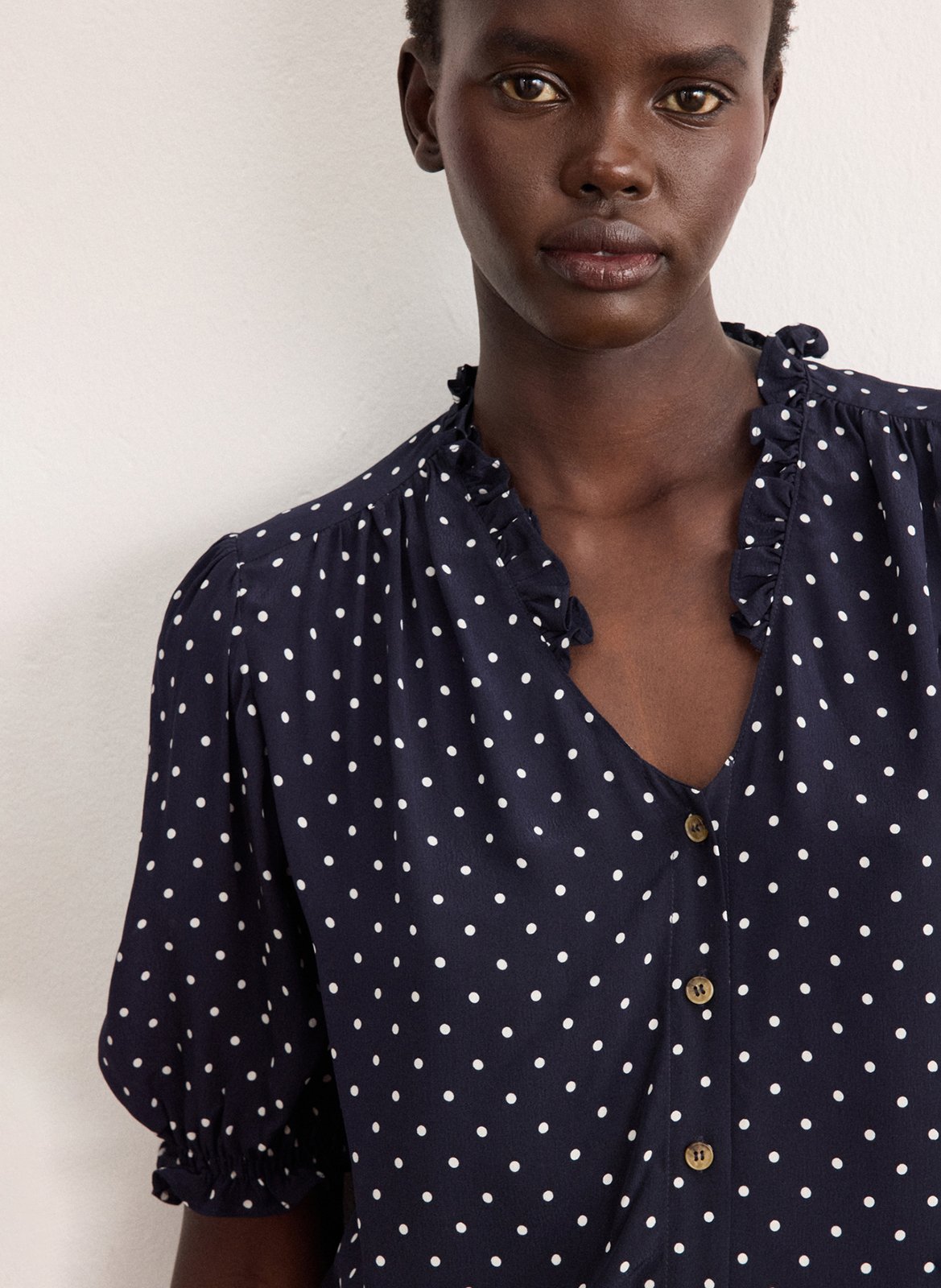 Rechte top met V-hals en print PABLO Blauw