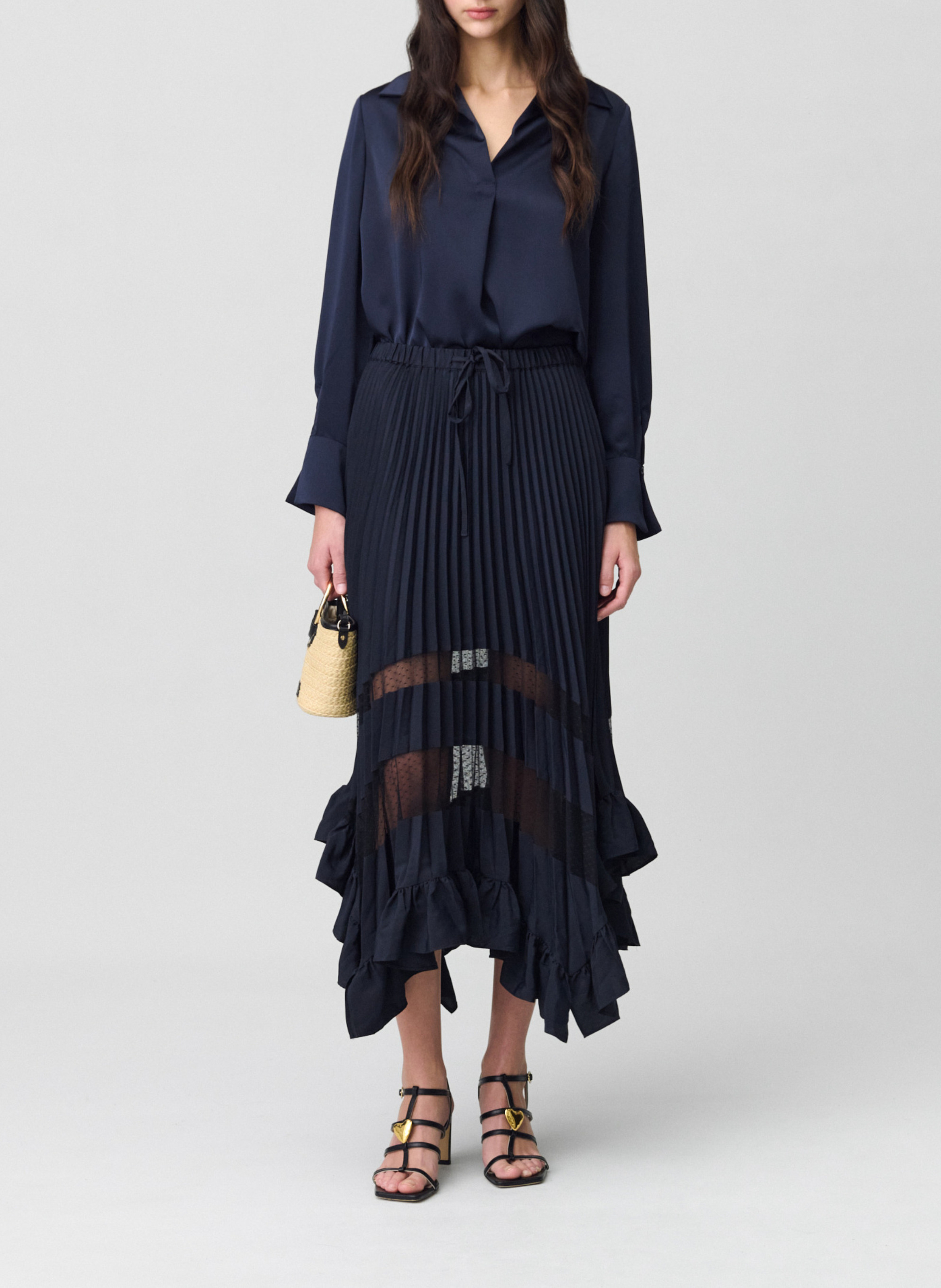 Lange rok met volants CLAUDIE PIERLOT Blauw