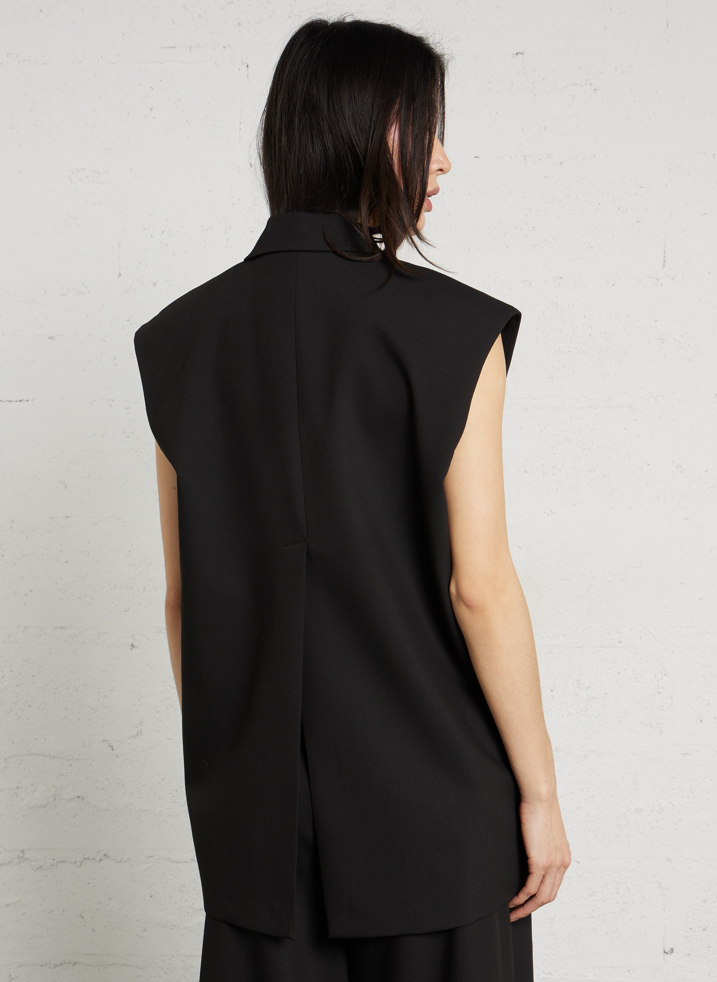 Sleeveless Solid Color Blazer IMPERIAL Black