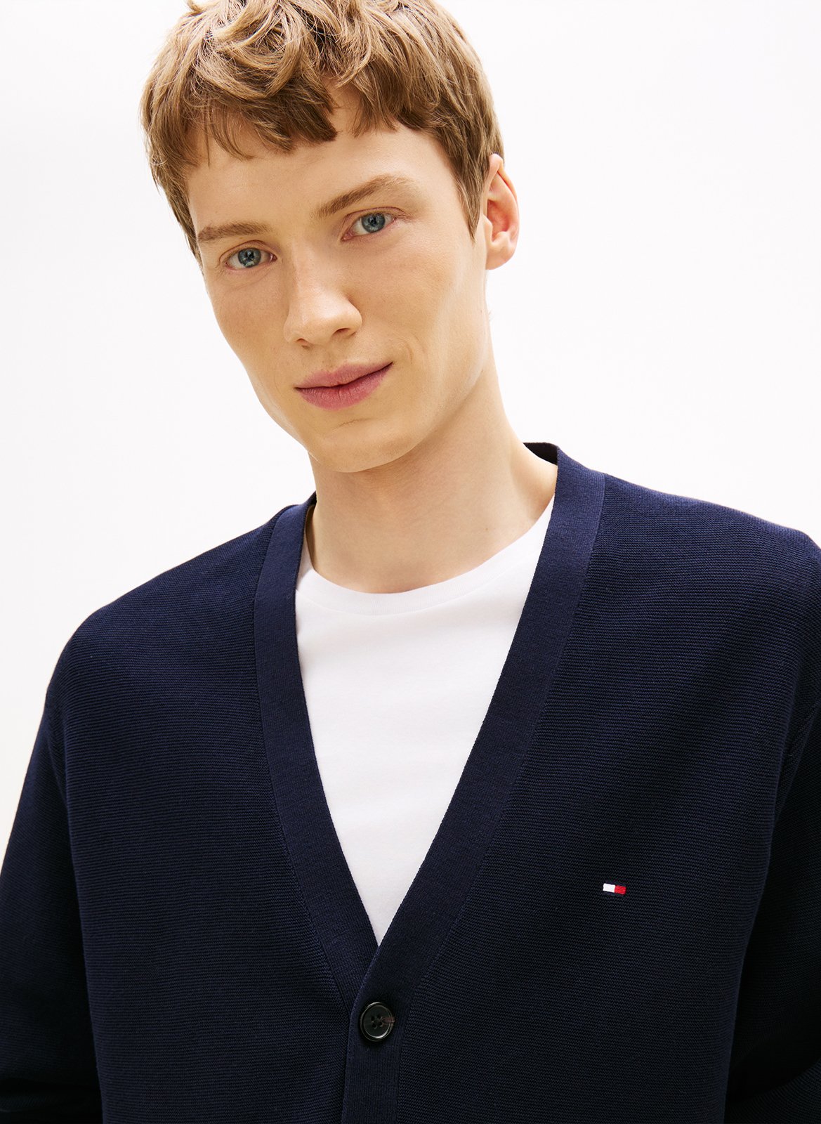Cardigan droit boutonné uni TOMMY HILFIGER Bleu
