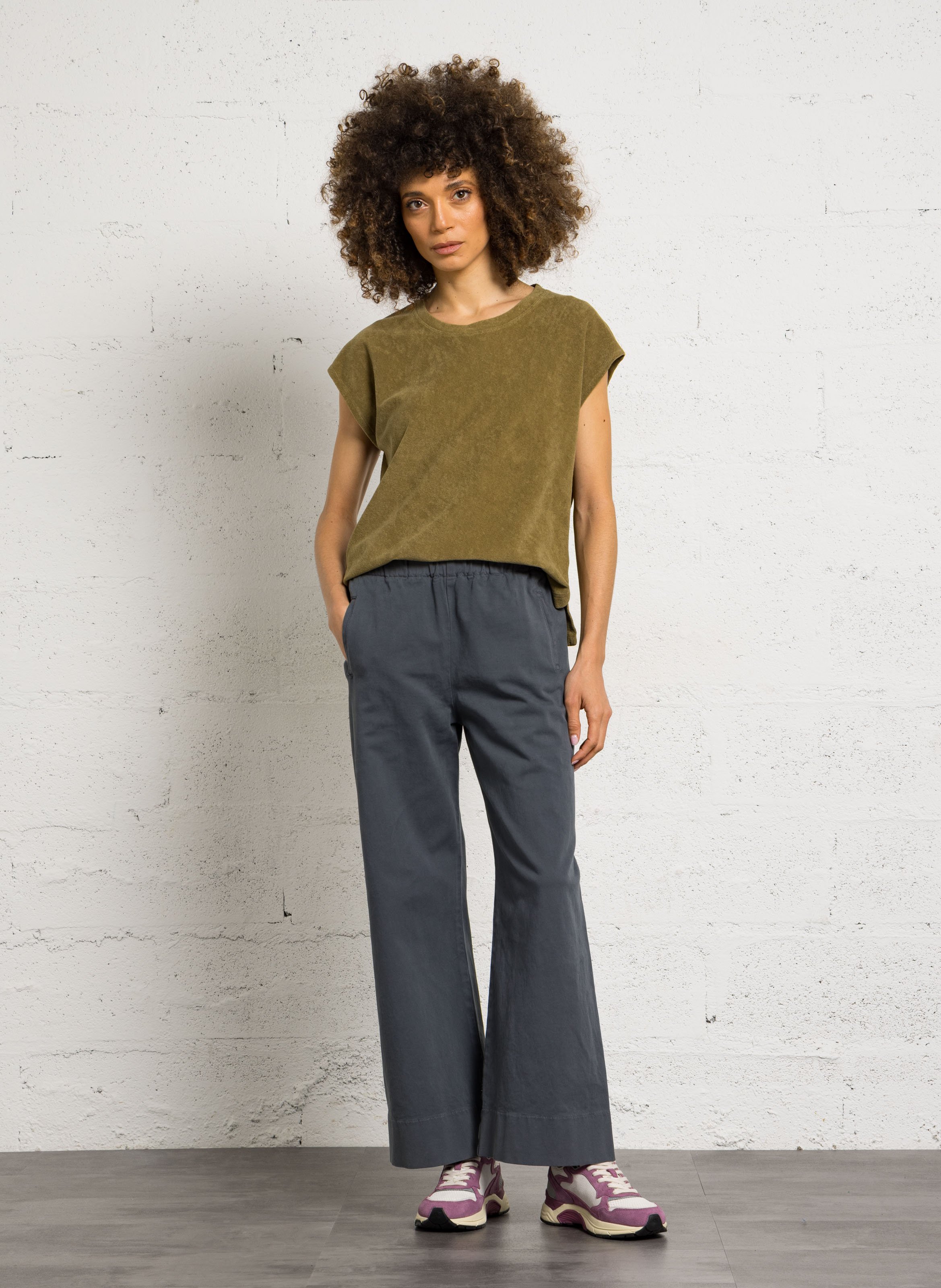 Tee-shirt ample col rond en coton HARTFORD Vert