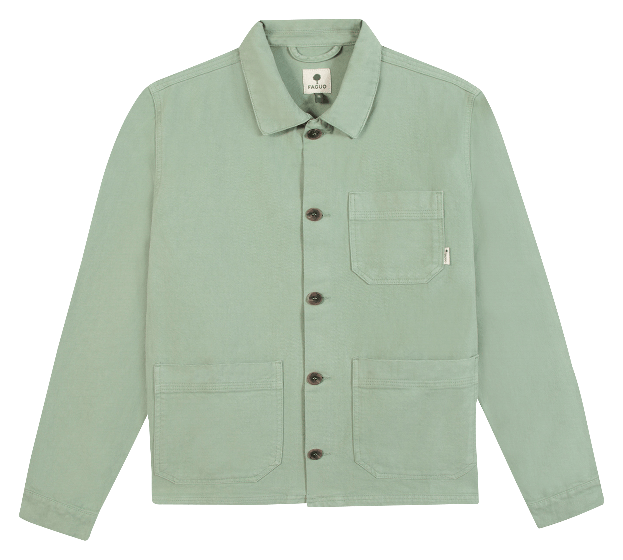 Weite Jacke mit klassischem Kragen aus Baumwollcanvas FAGUO Grun