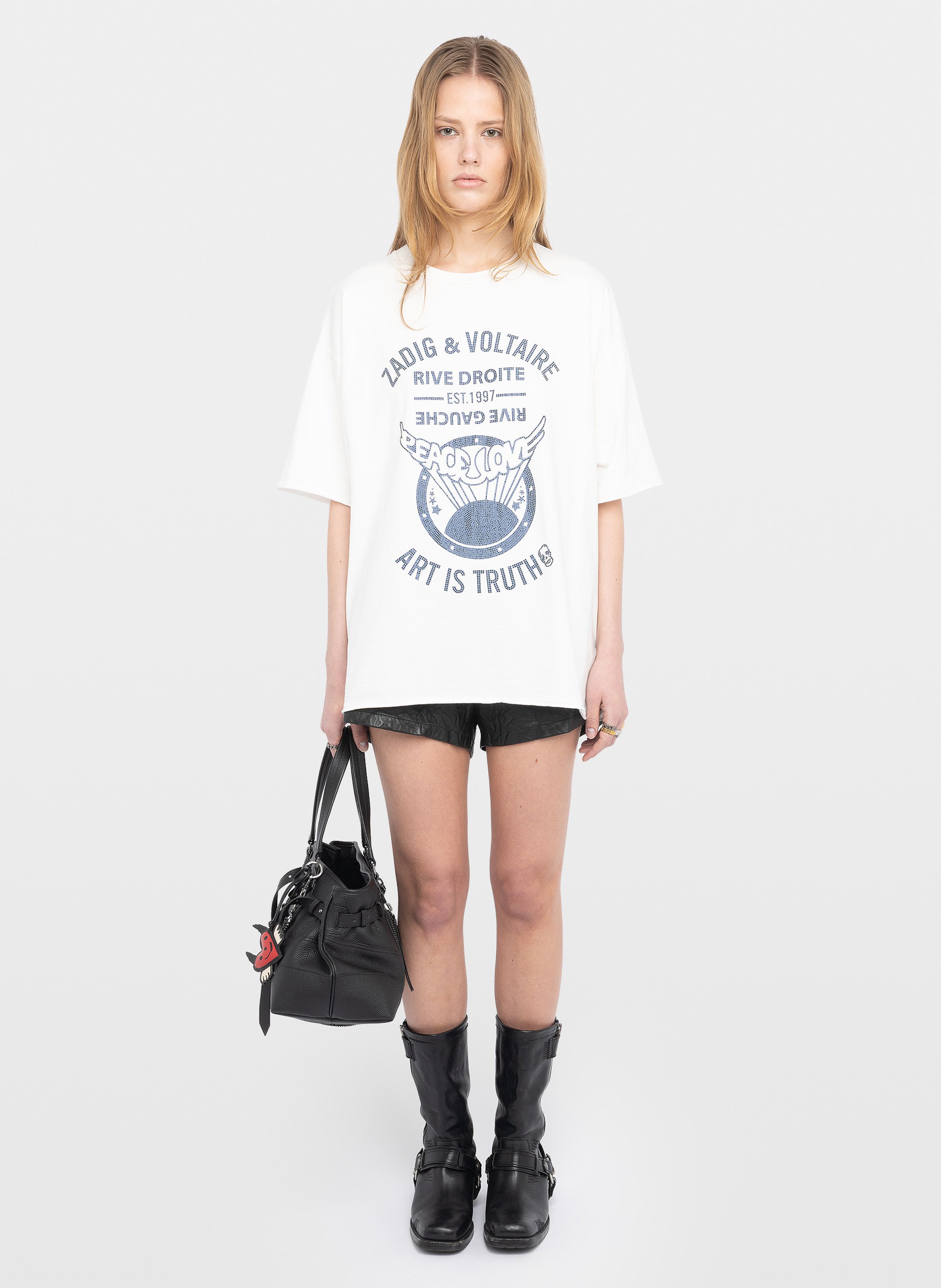 Tee-shirt ample col rond sérigraphié ZADIG&VOLTAIRE Blanc