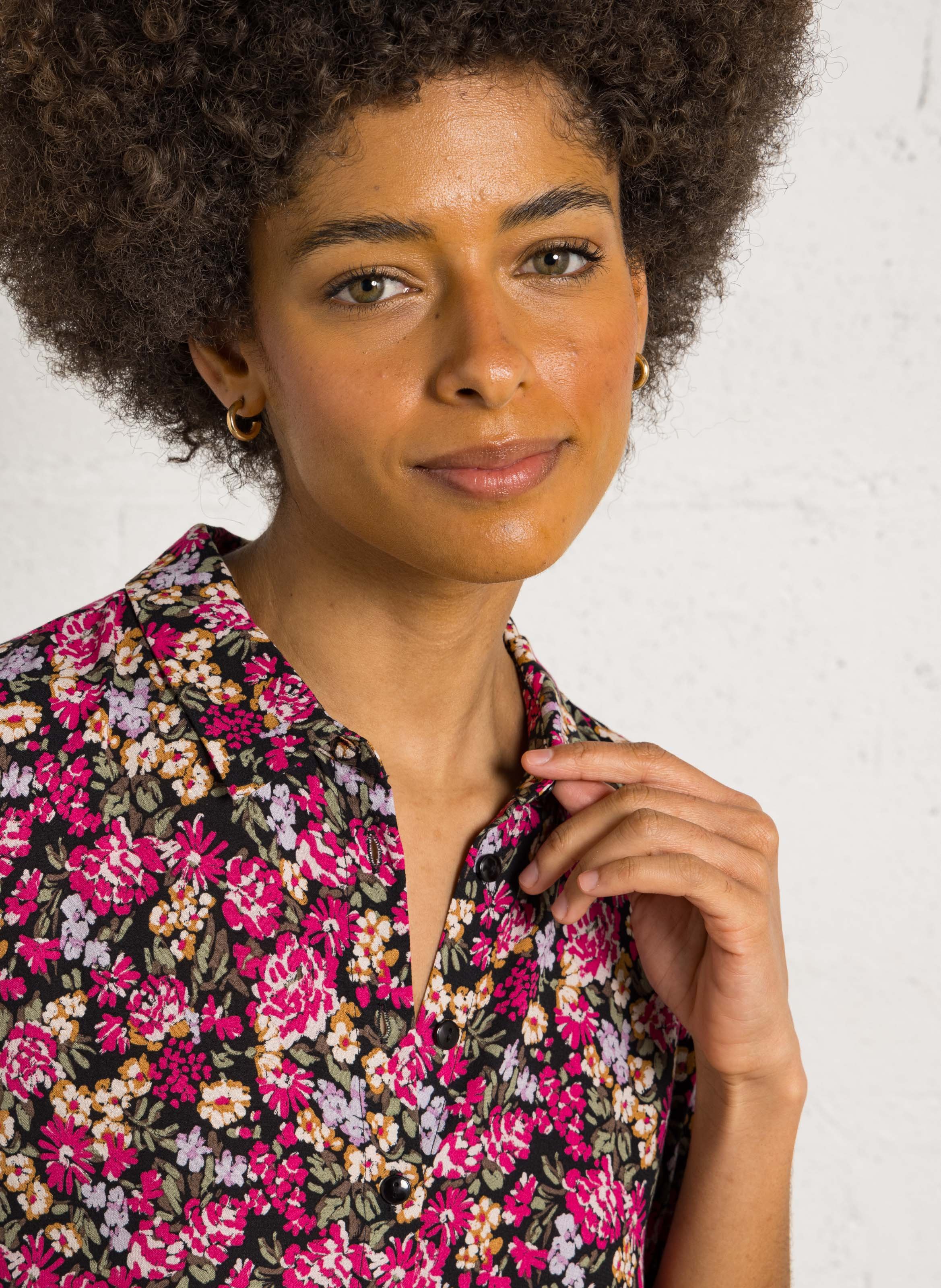 Robe courte col classique imprimé fleuri Multicolore