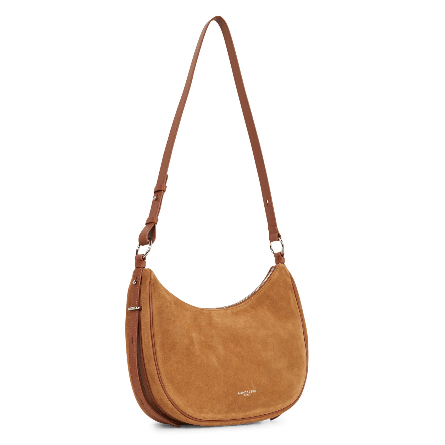 Buideltas van getextureerd leer met veters LANCASTER PARIS Bruin