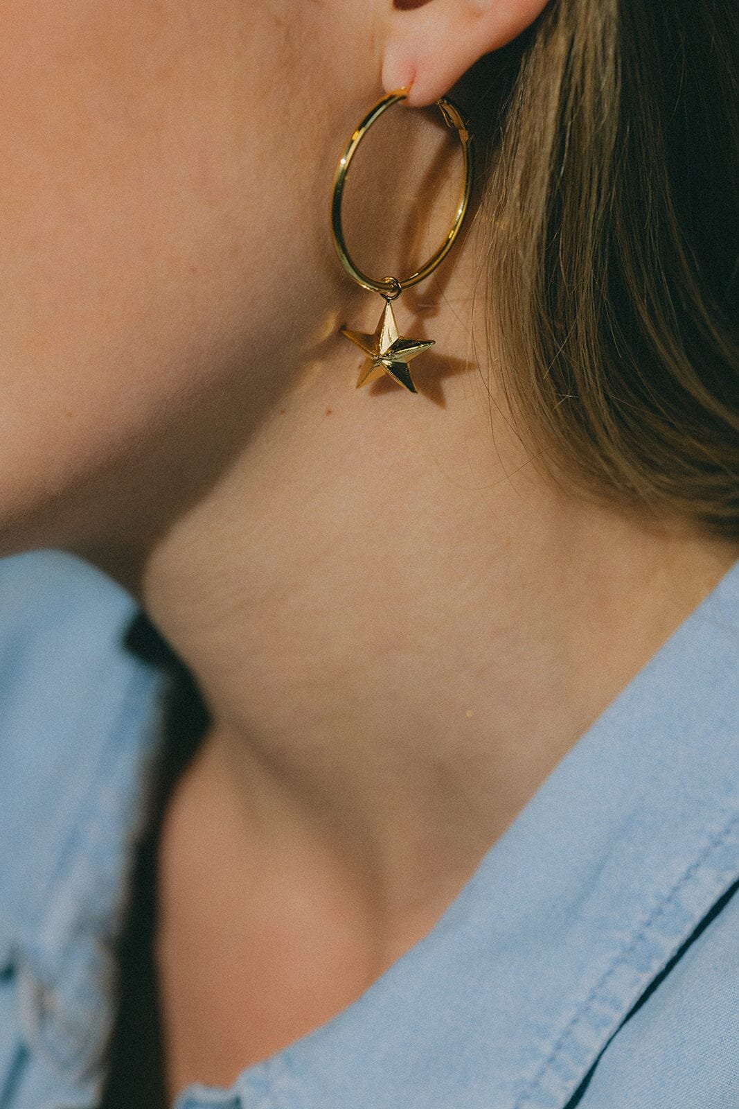 Small gold-plated star hoop earrings MONSIEUR SIMONE Silver