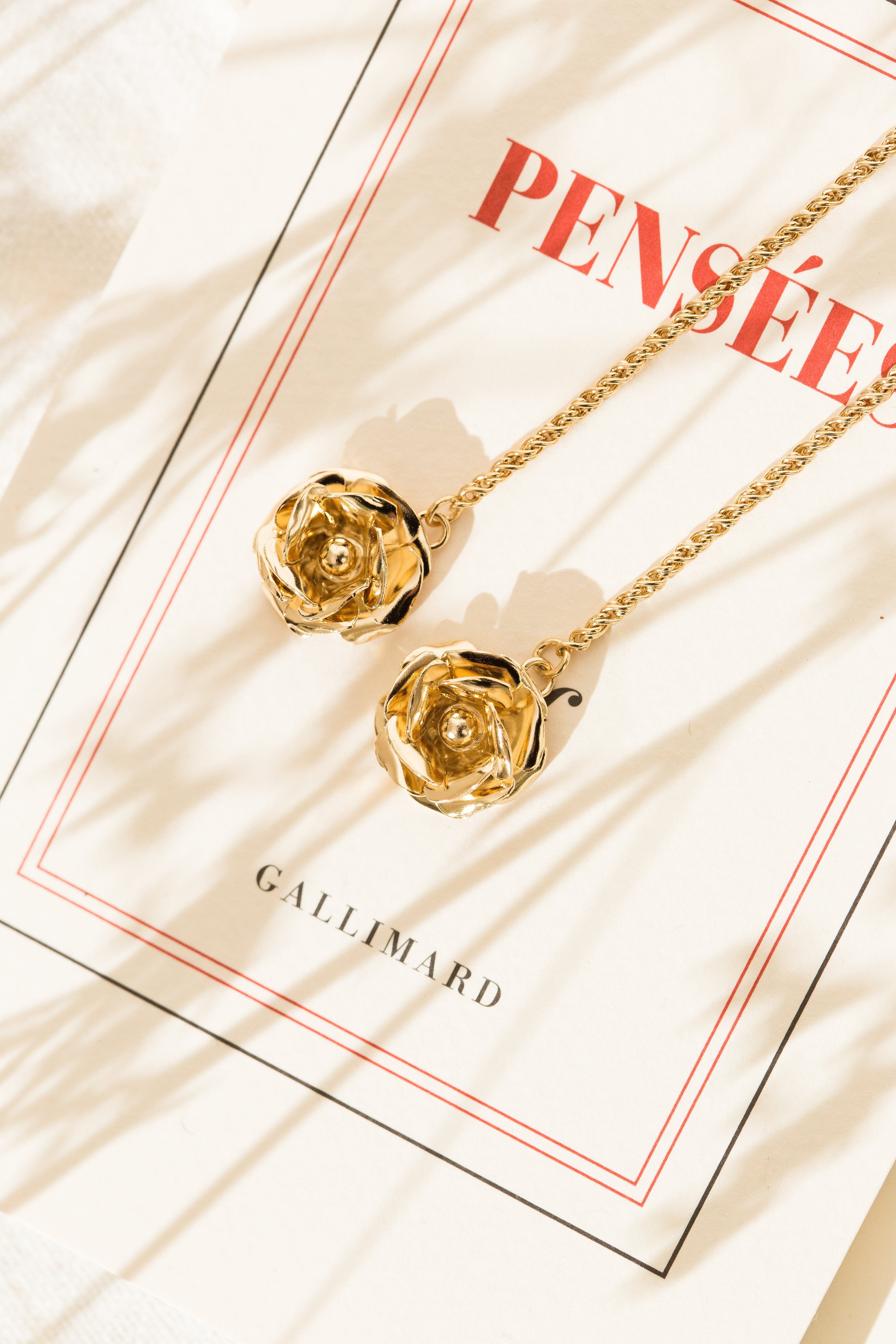 Dangling earrings with gold-plated floral design MONSIEUR SIMONE Golden