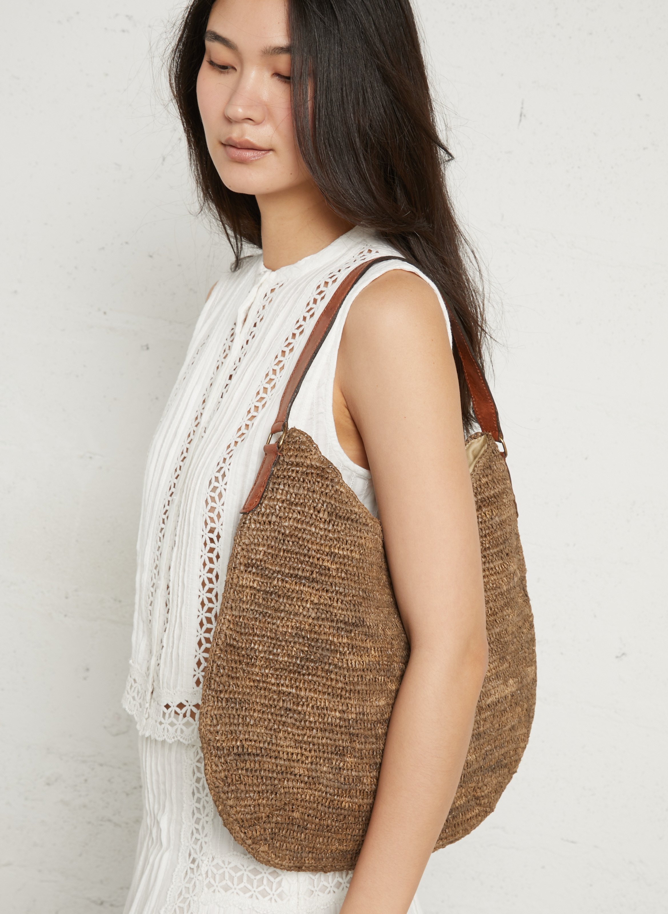 Raffia shoulder bag IBELIV Brown