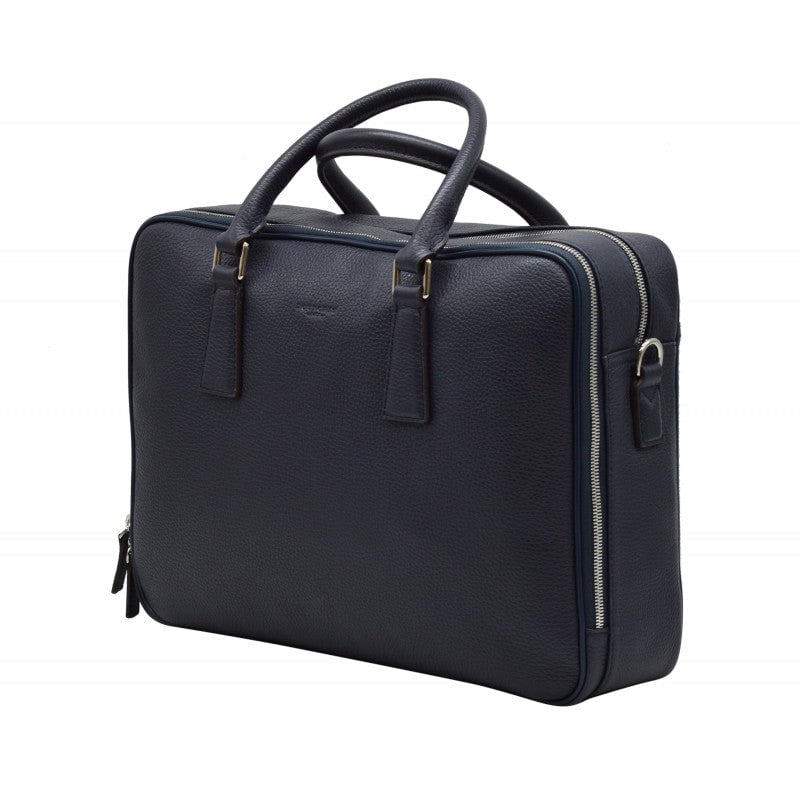 Cowhide leather document holder POURCHET Blue