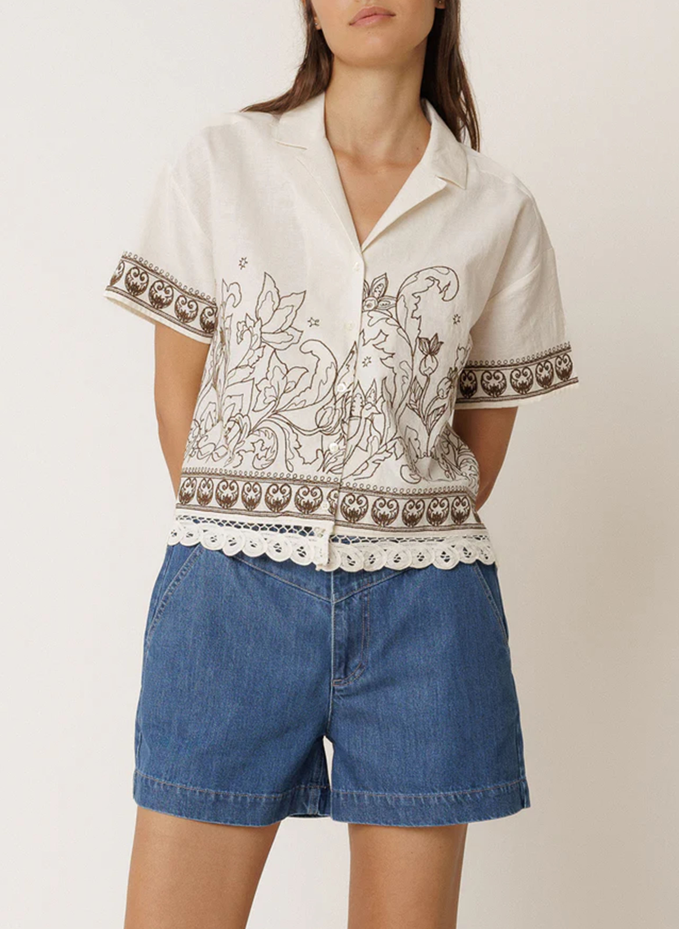 Shirt with lapel collar in blended cotton INDI & COLD