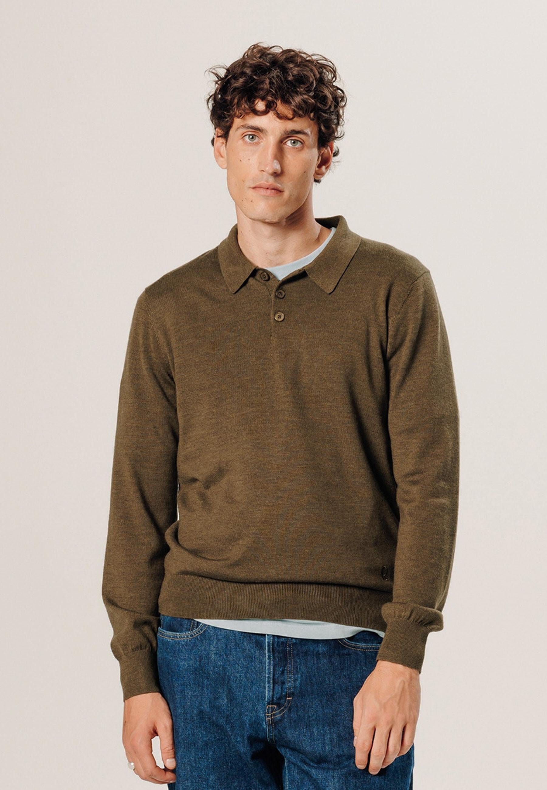 Polo en laine mérinos RODIER Marron