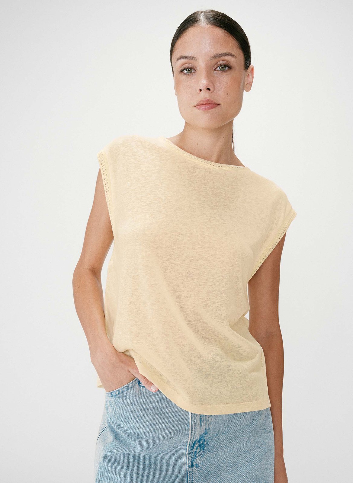 Tee-shirt col rond en coton mélangé GRACE ET MILA Jaune