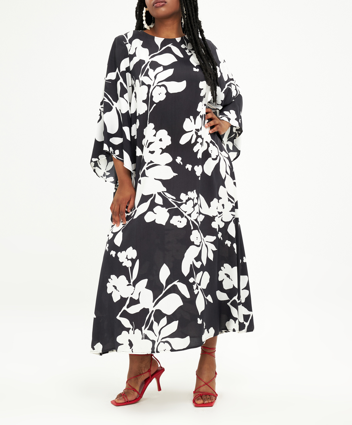 Long round-neck floral print dress MAT FASHION Multicolored