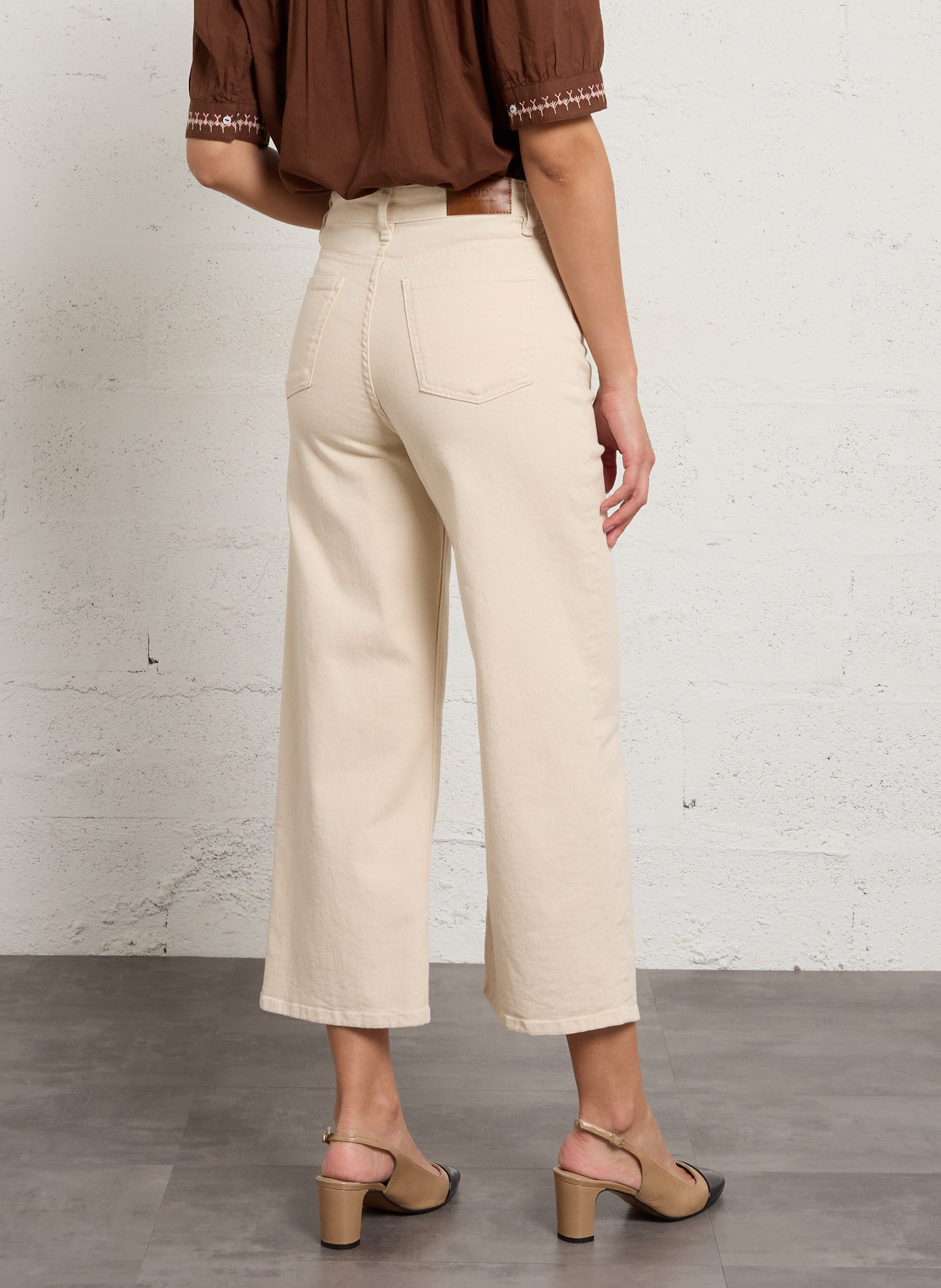 Cotton-blend wide-leg jeans SUD EXPRESS Beige