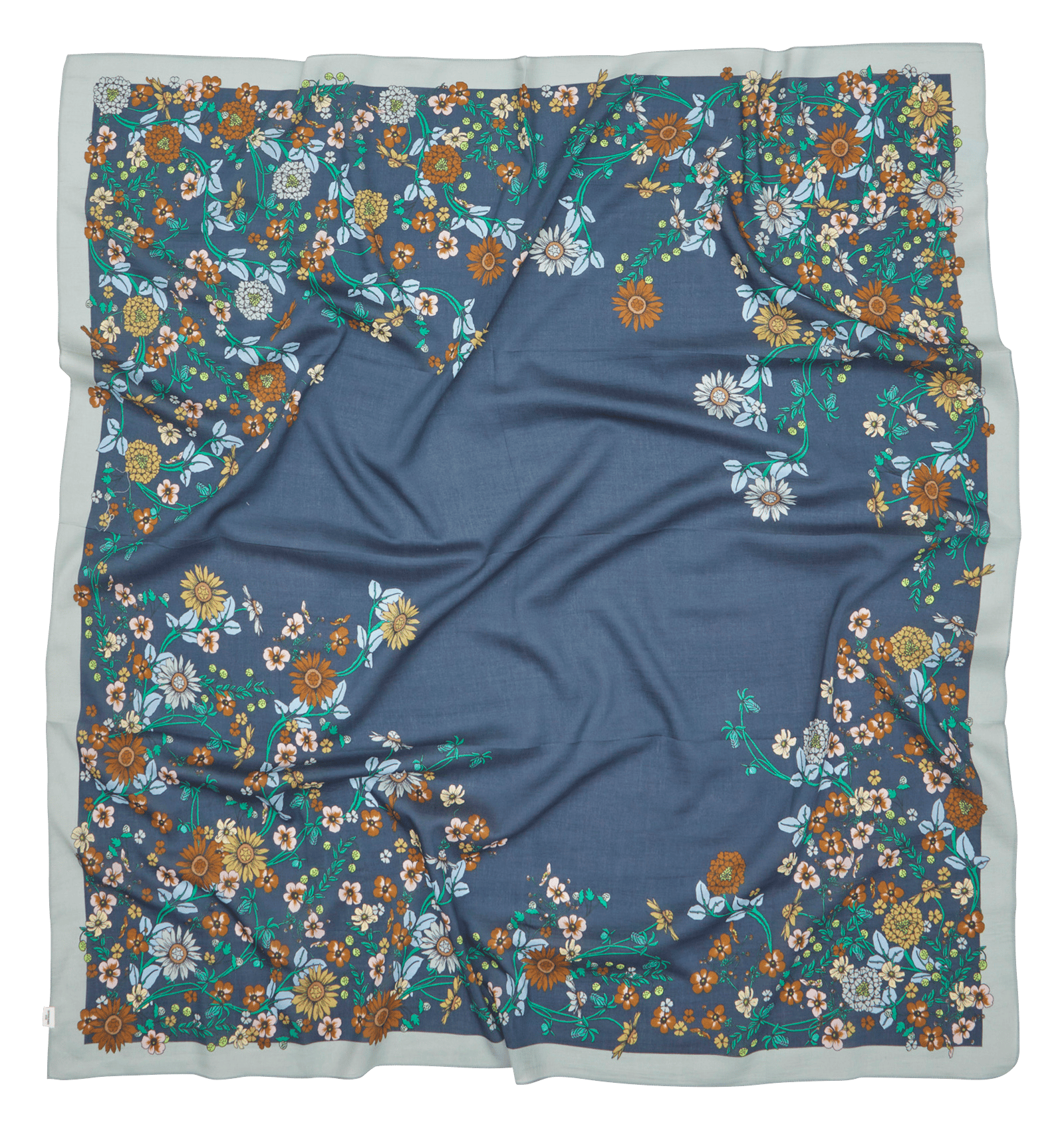 Foulard van katoen en zijde met print BECKSONDERGAARD Blauw