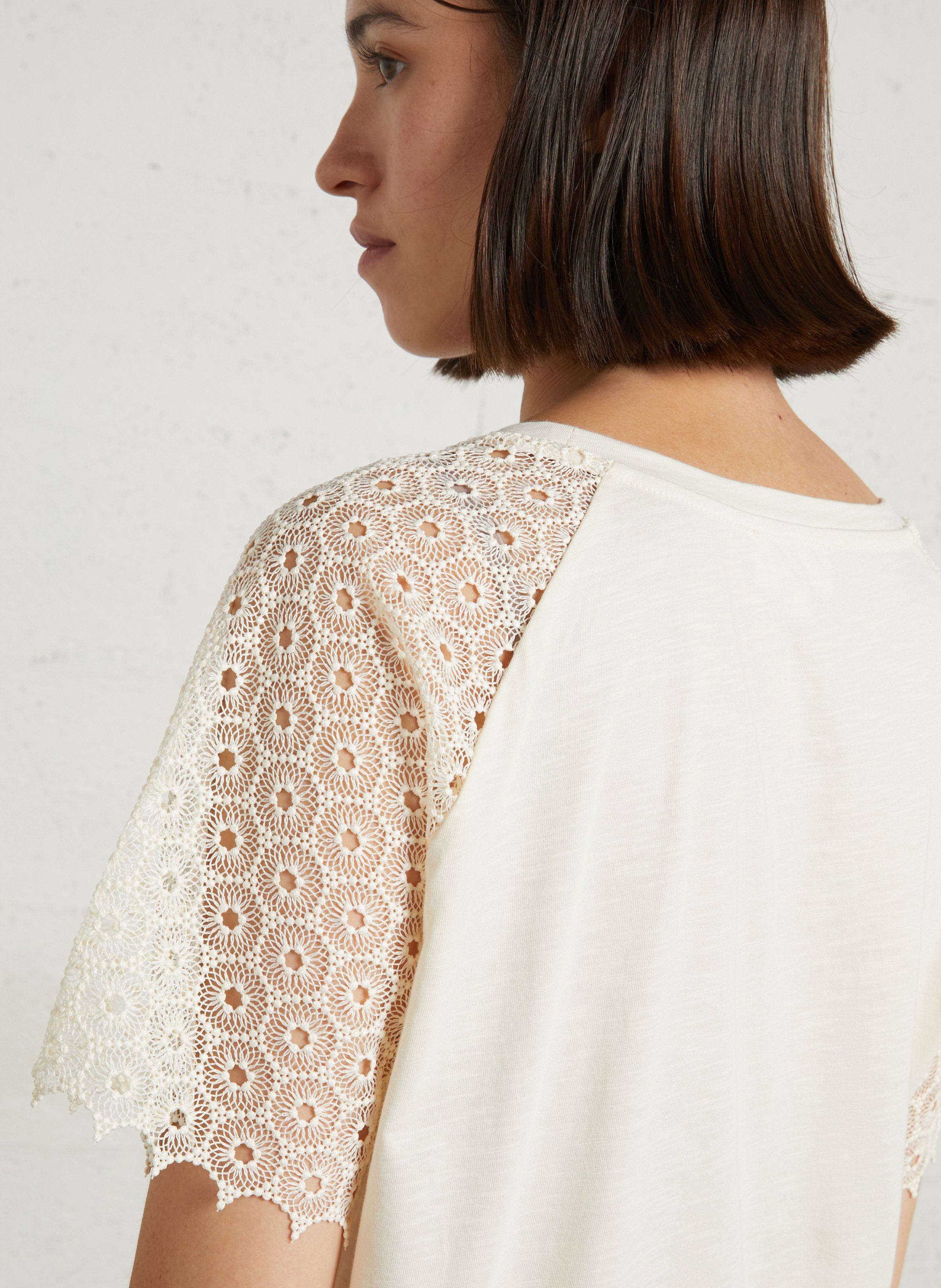 Round neck cotton top MAISON 123 Beige