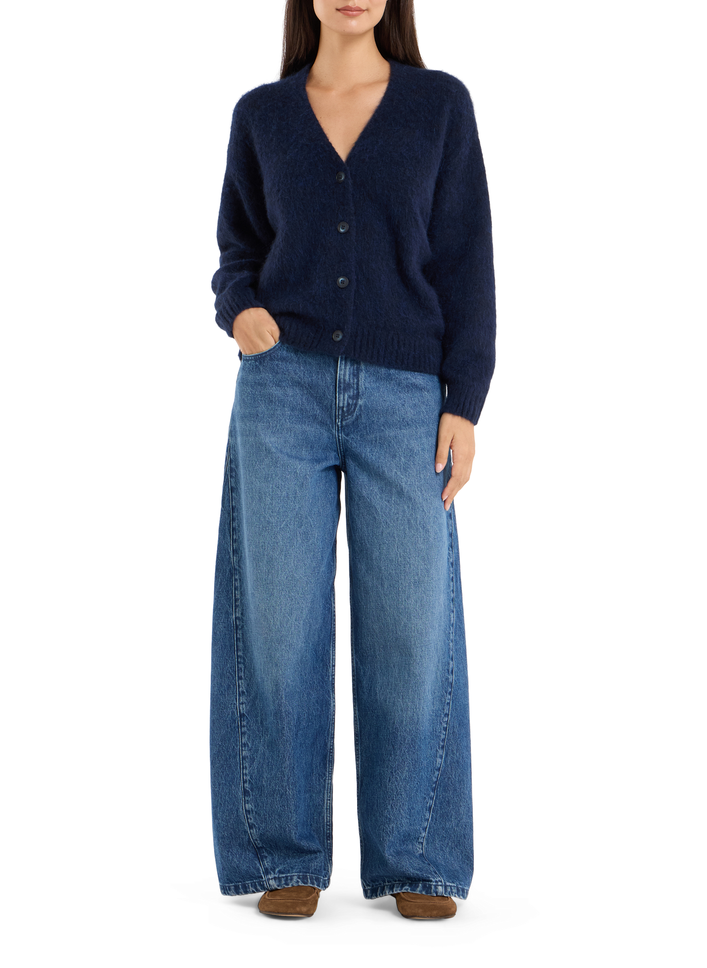 Wool-blend V-neck cardigan SAISON 1865 Blue
