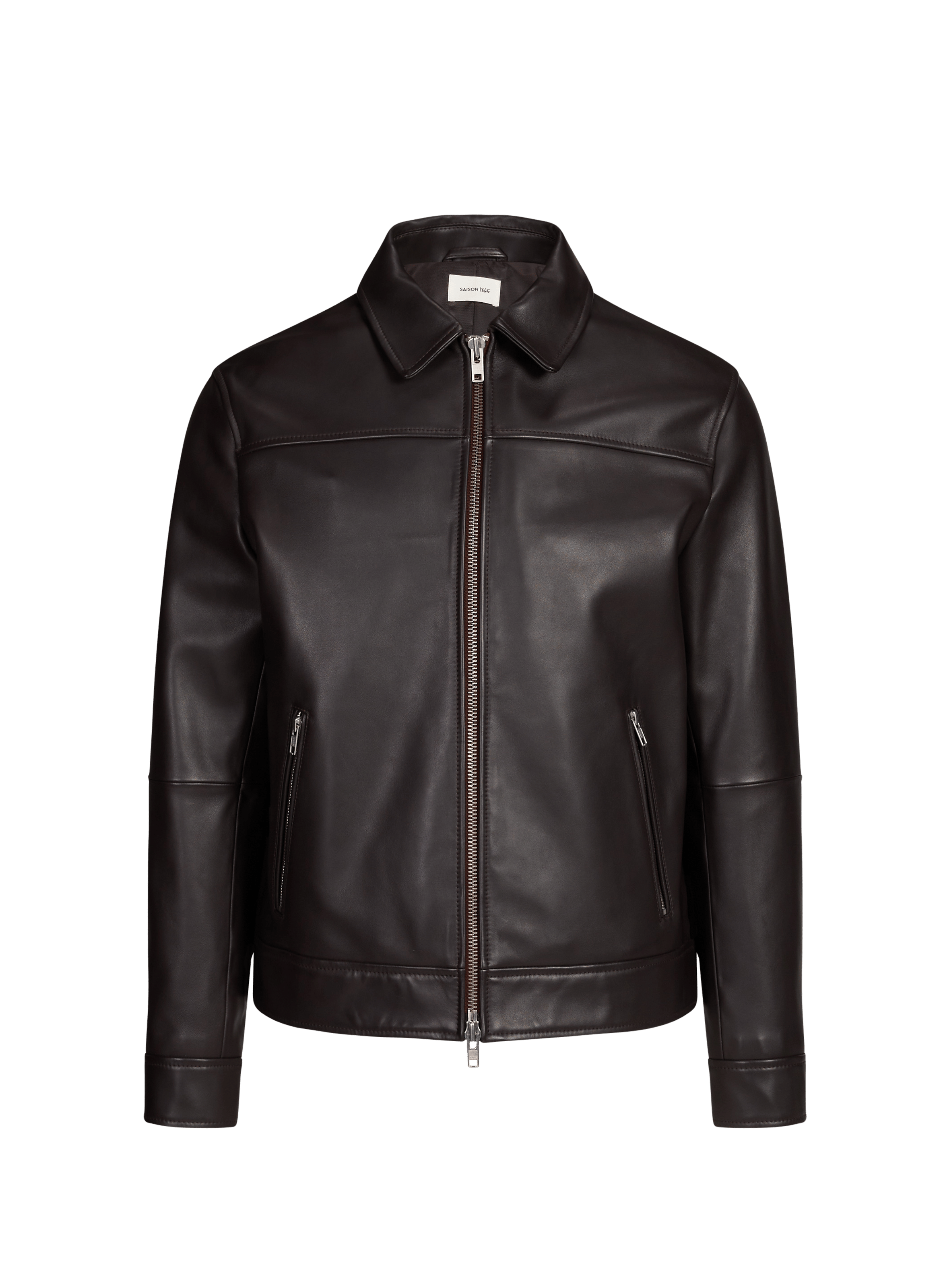 Blouson fool en cuir d'agneau SAISON 1865 Marron