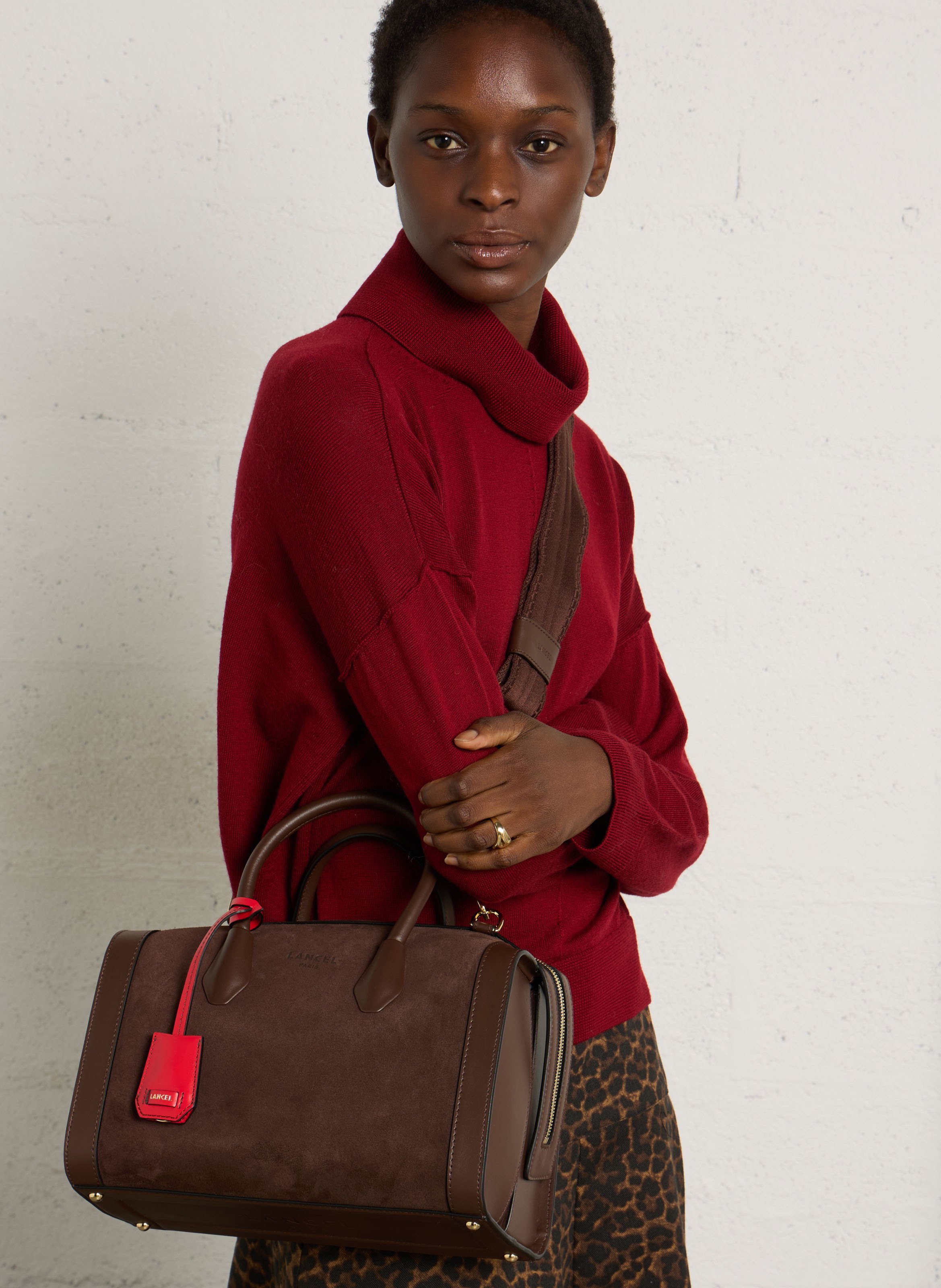 Leren bowlingtas LANCEL Bruin