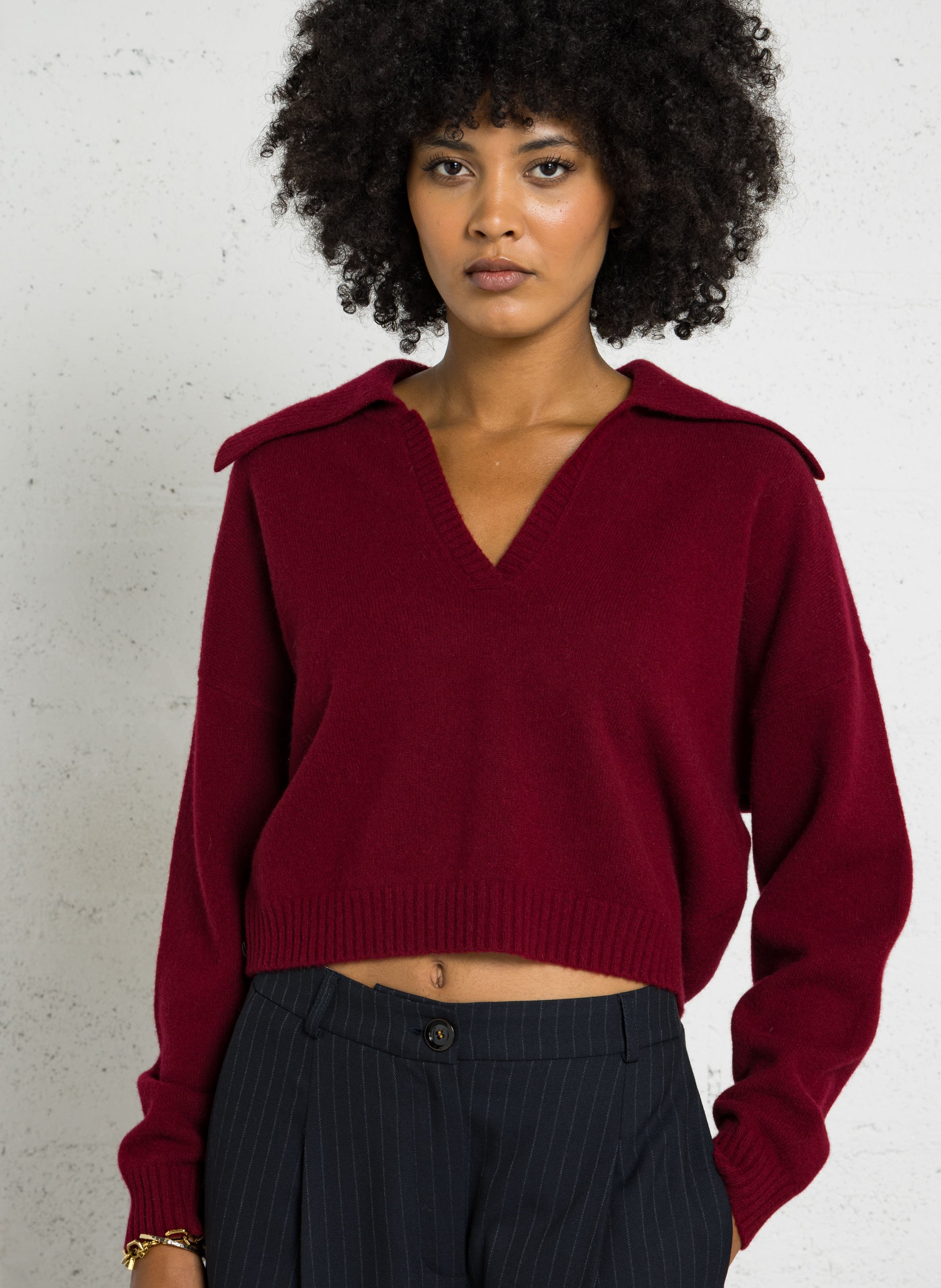 Straight-cut wool sweater TINSELS Plums
