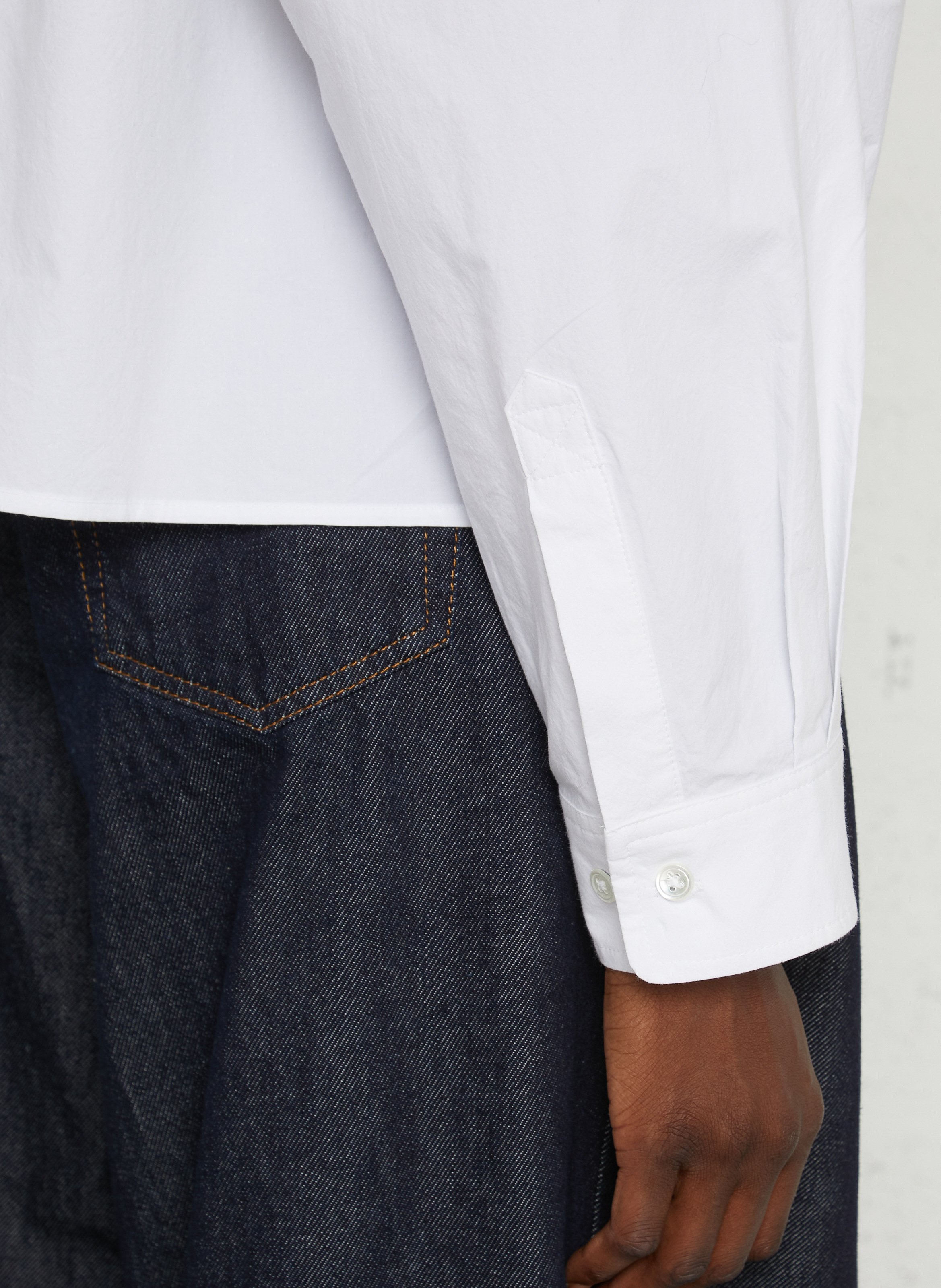 Chemise ample col classique nouée en coton BELLEROSE Blanc