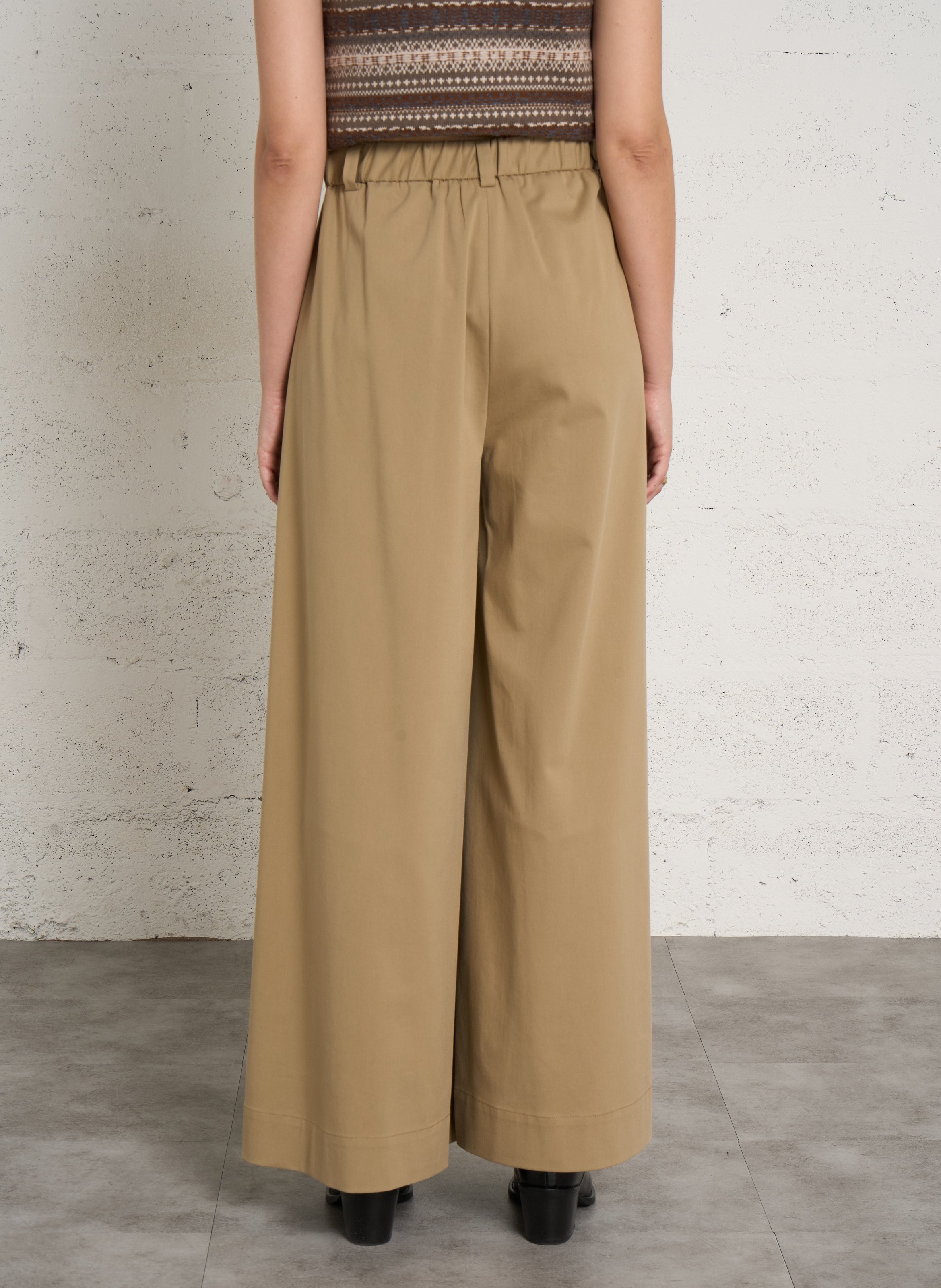 Wide-leg cotton-blend pants MAISON 123 Beige