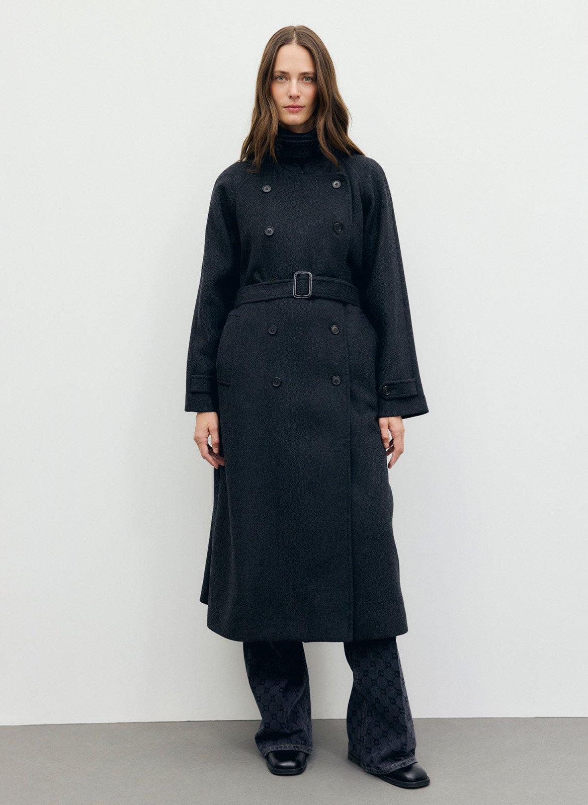 Long belted plain trench coat GERARD DAREL Grey