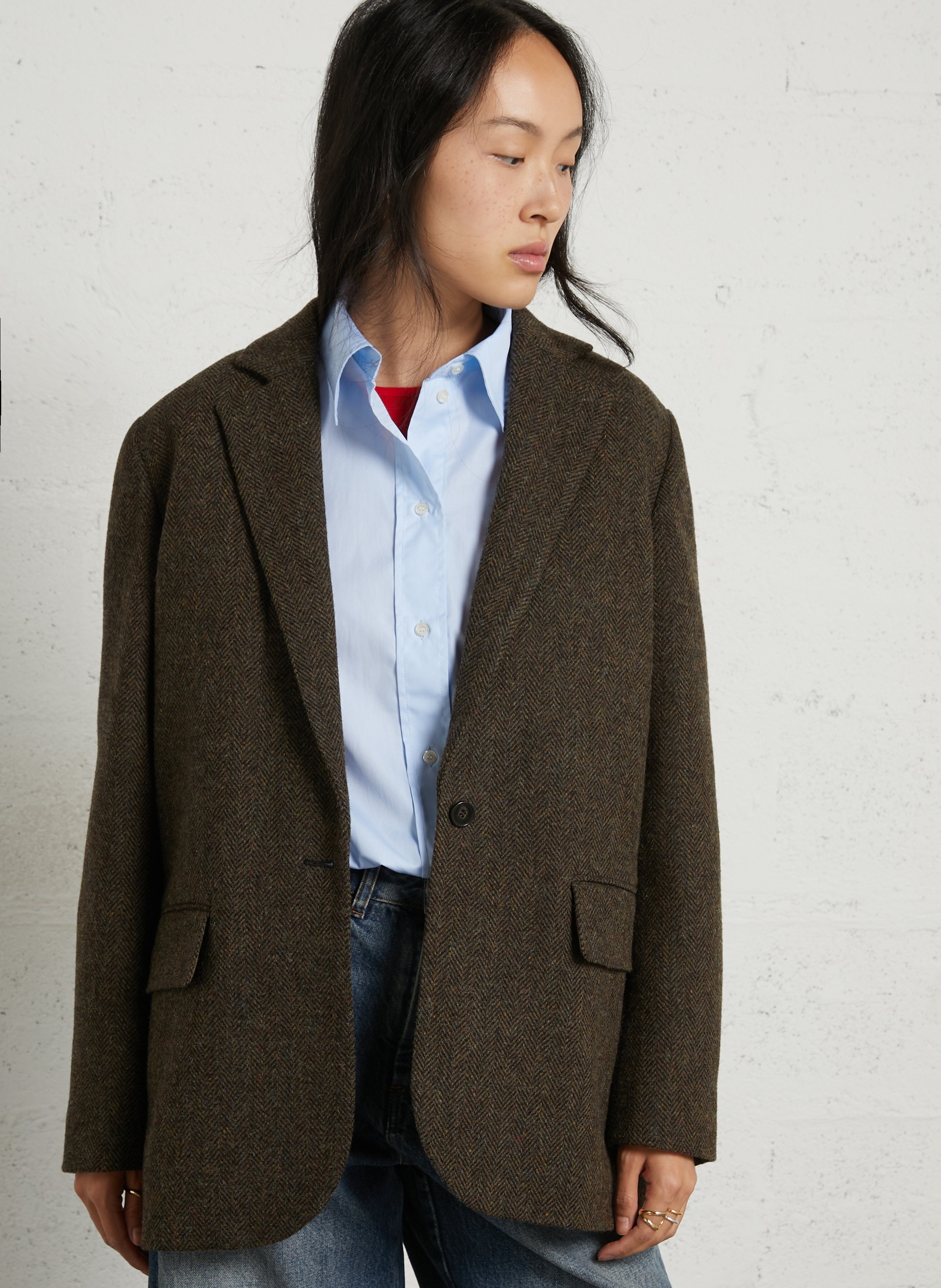 Veste droite en laine SOEUR Marron