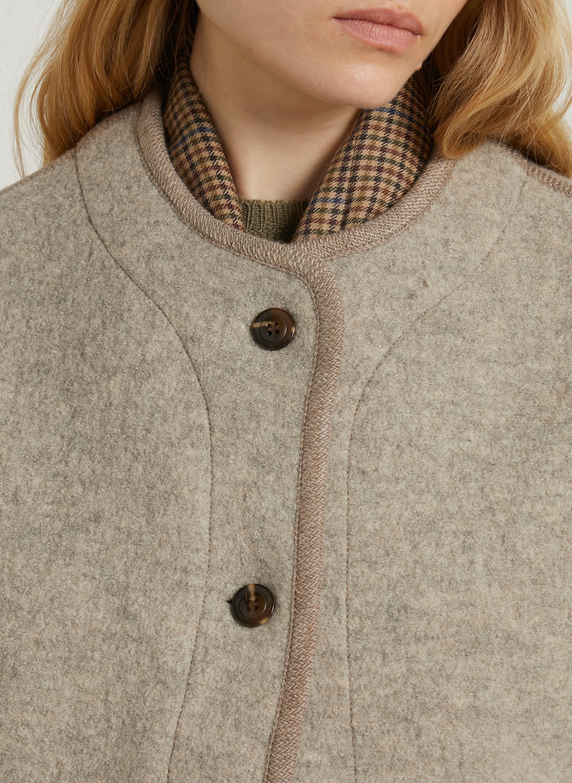 Round neck wool jacket SOEUR Beige