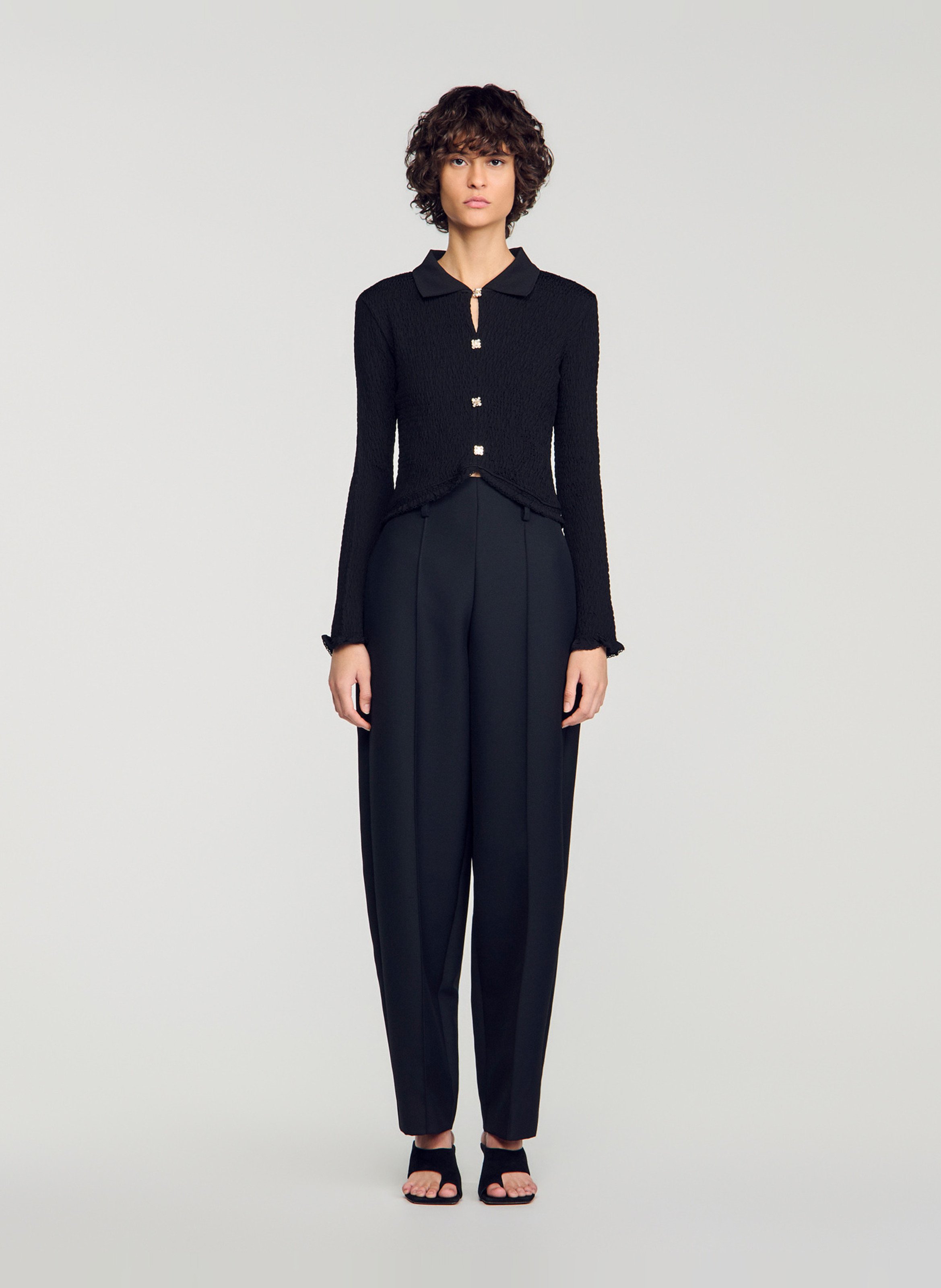 Top droit col classique boutonné SANDRO Noir