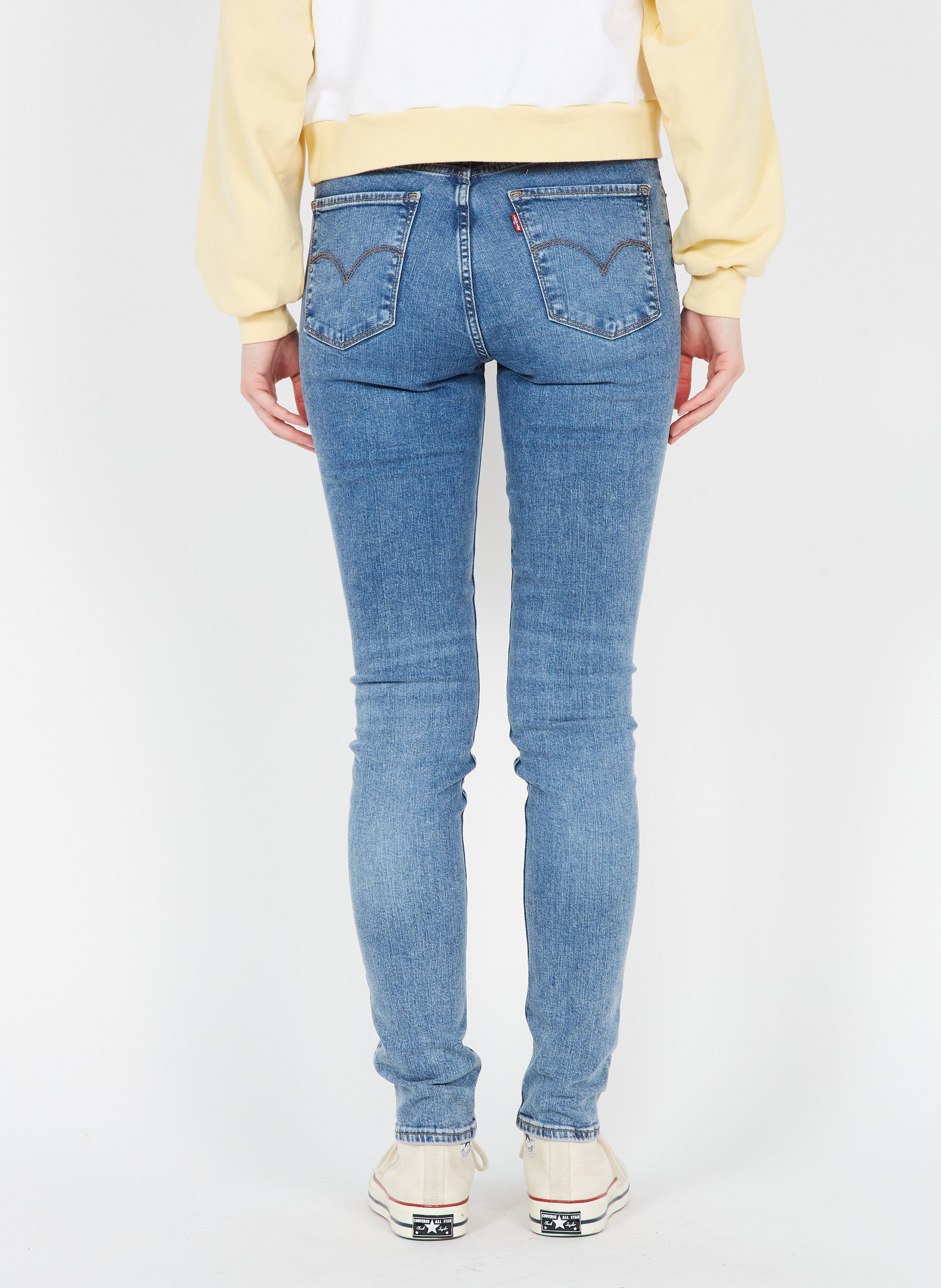 Jean skinny en coton LEVI'S Jean Délavé
