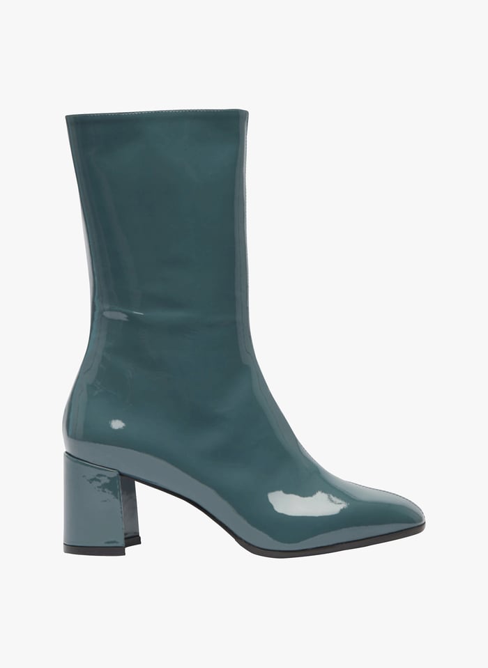 Patent Leather Mid calf Boots Bleu Gris Carel Paris Women