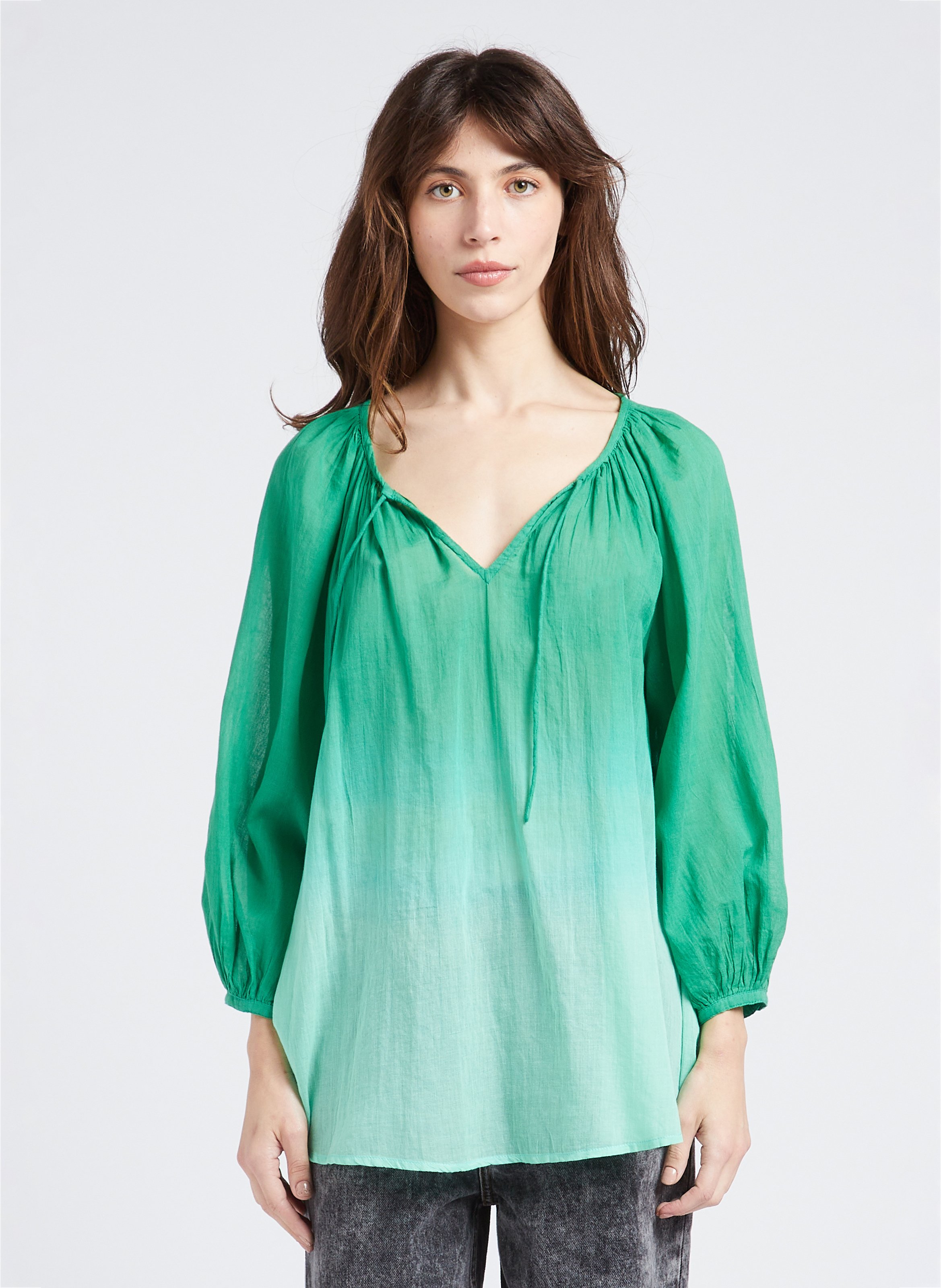 Sheer cotton blouse SWILDENS Green