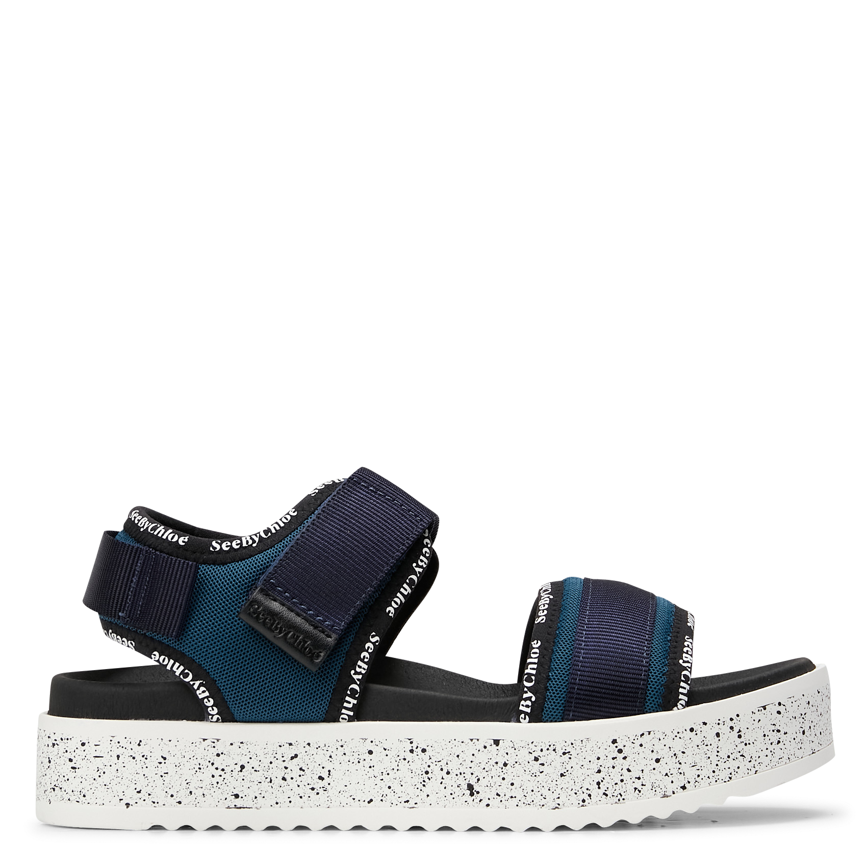 Open-toe wedge sandals with velcro strap SEE BY CHLOE Blue