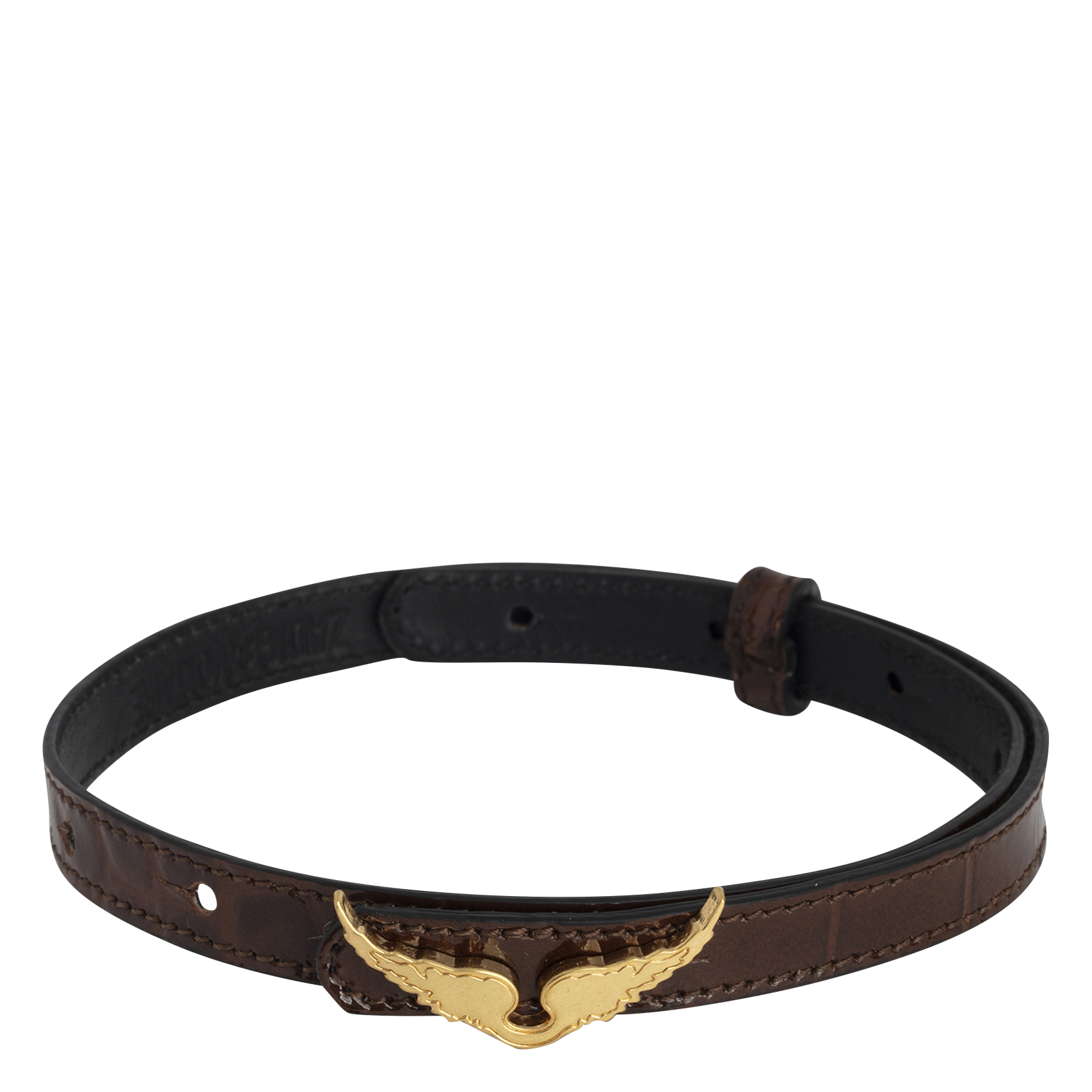 Bracelet cuir avec aile en métal ZADIG&VOLTAIRE Marron