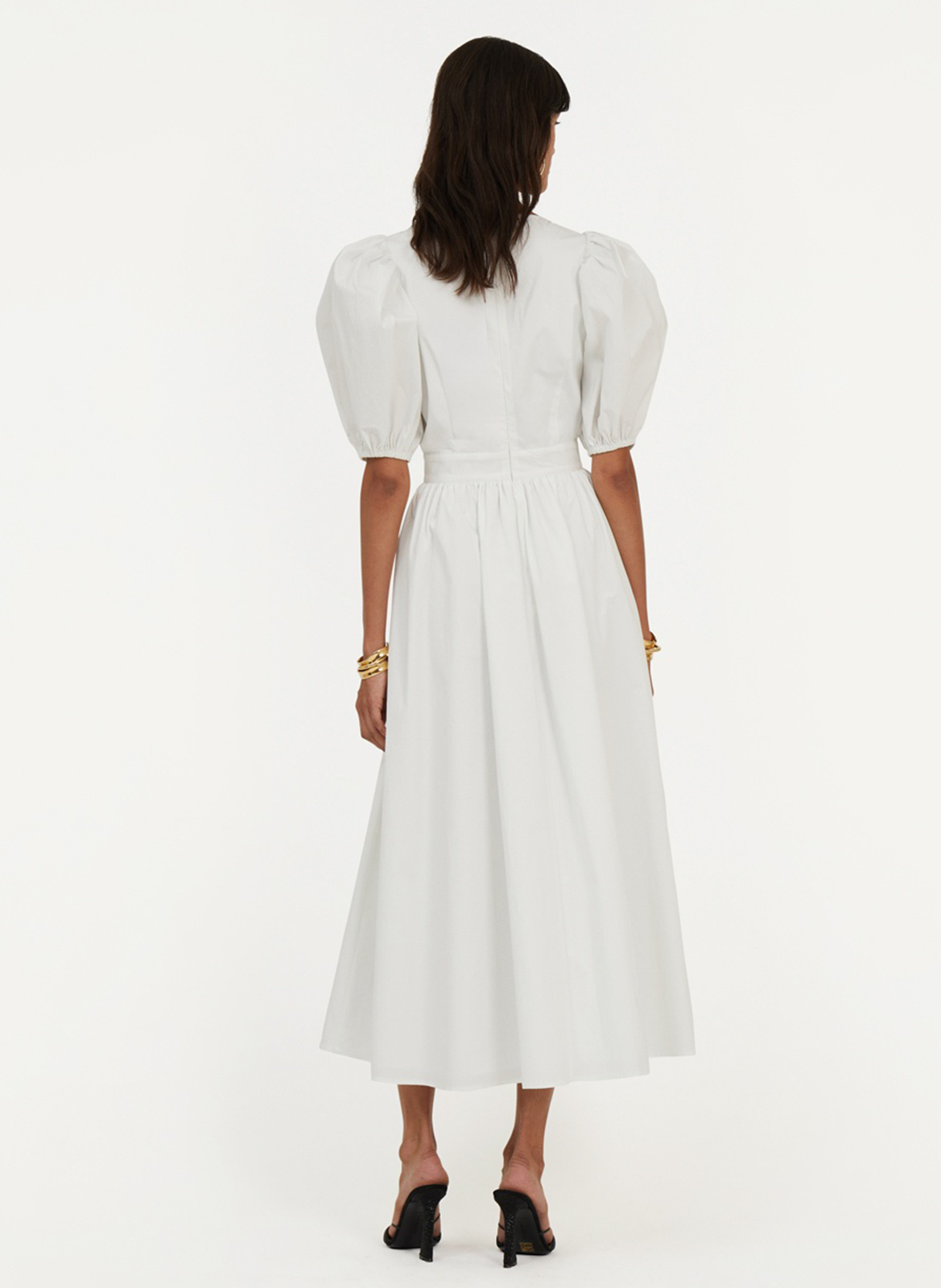 Long cotton-blend dress ROTATE White
