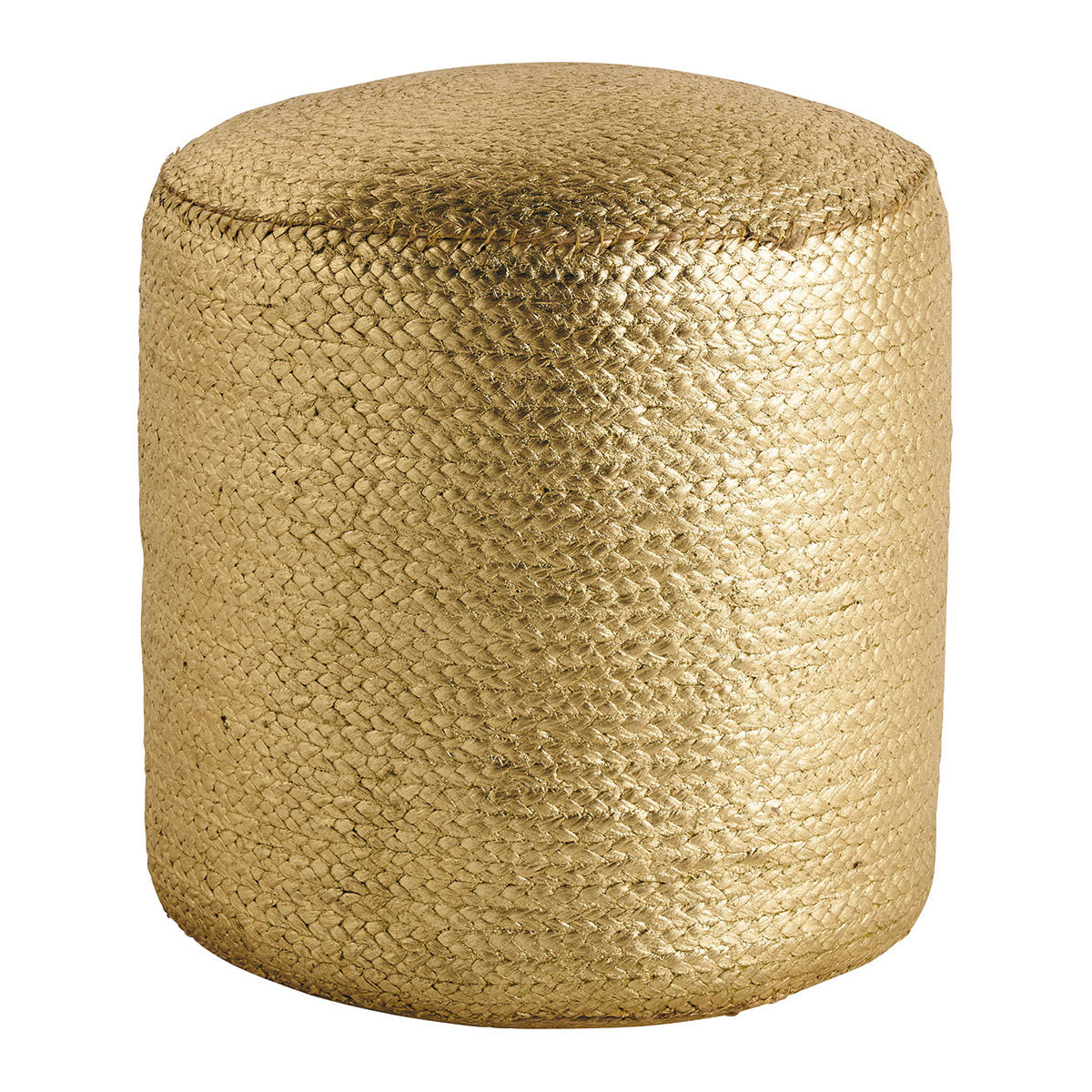 Pouf rond en jute BLANC D'IVOIRE Doré