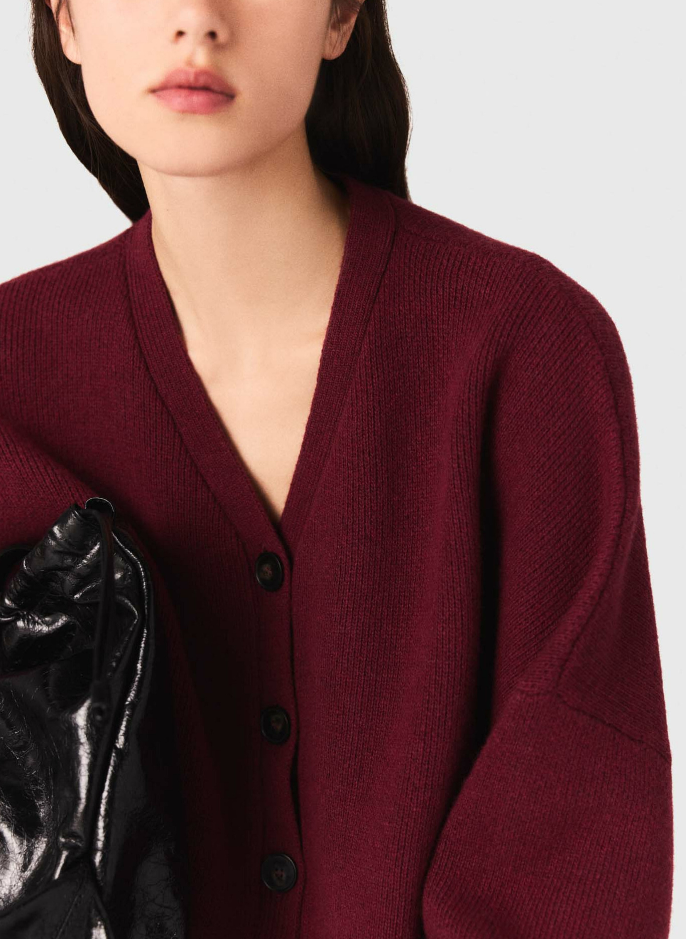 Short oversized button-up cardigan MAJE Red