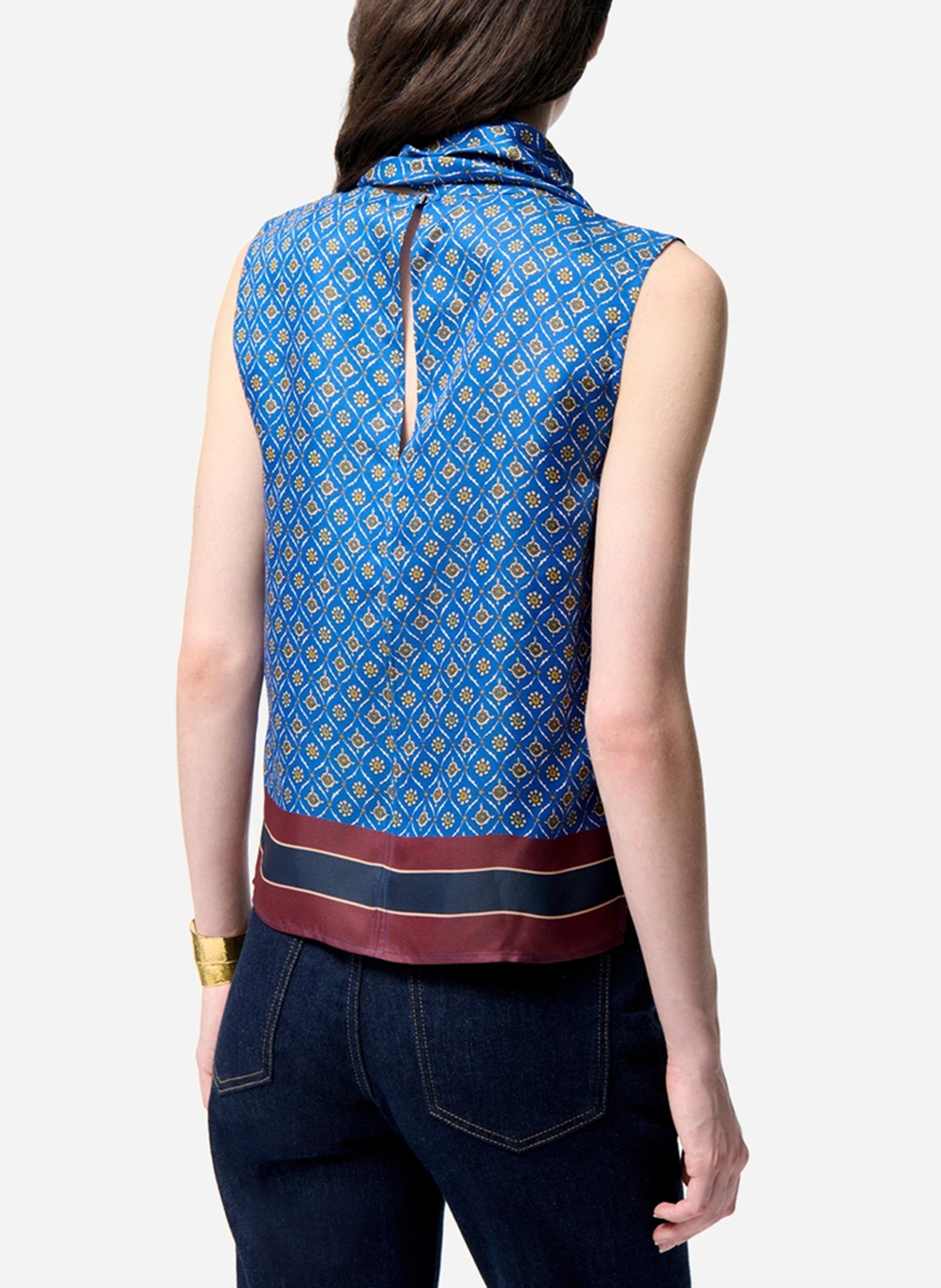 Printed round-neck top VANESSA BRUNO Blue