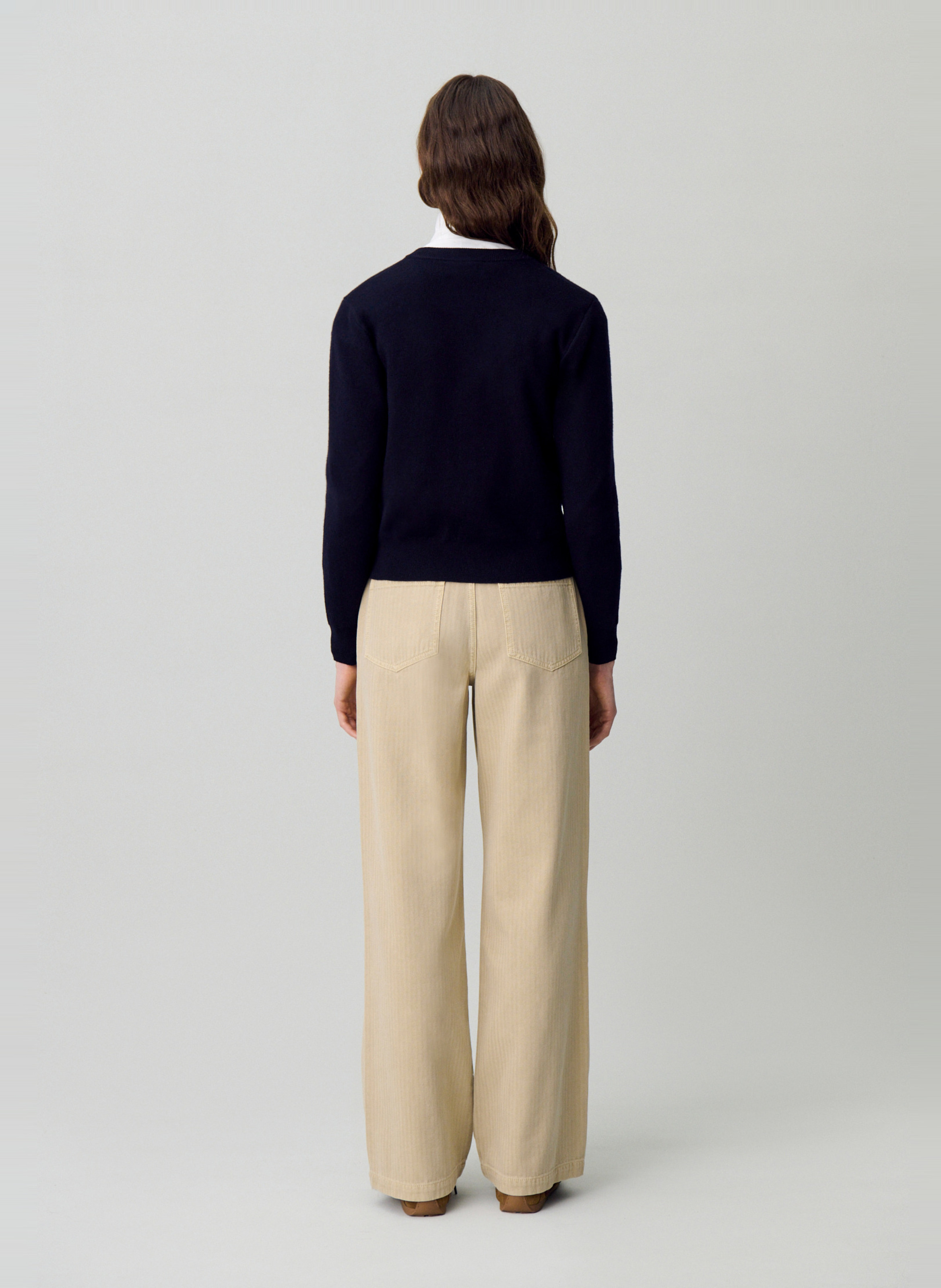 Cardigan col rond uni en laine mélangée CLAUDIE PIERLOT Bleu