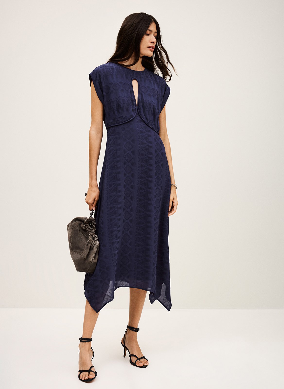 Robe midi col rond en jacquard BA&SH Bleu