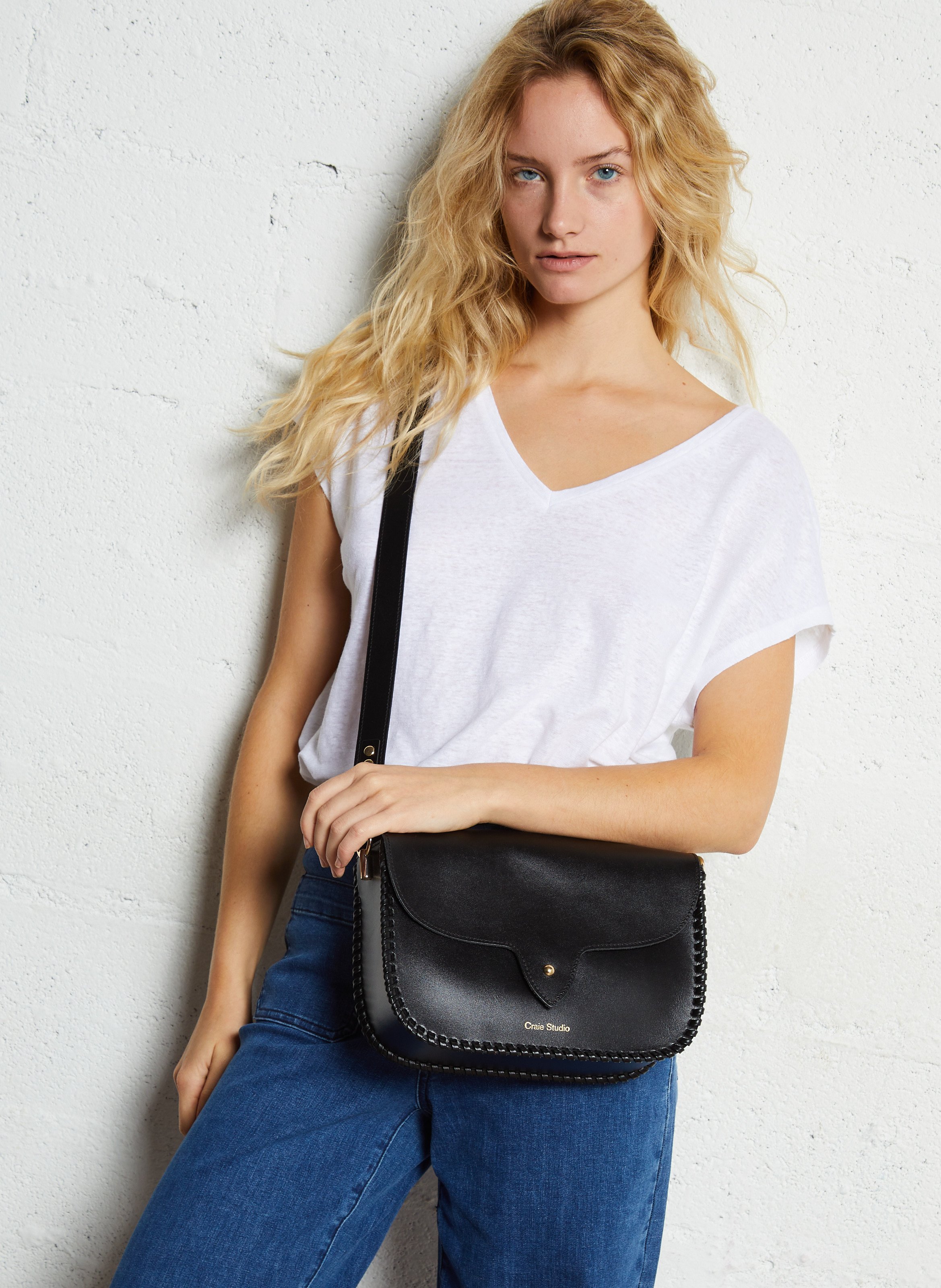 Sac bandoulière en cuir CRAIE STUDIO Noir