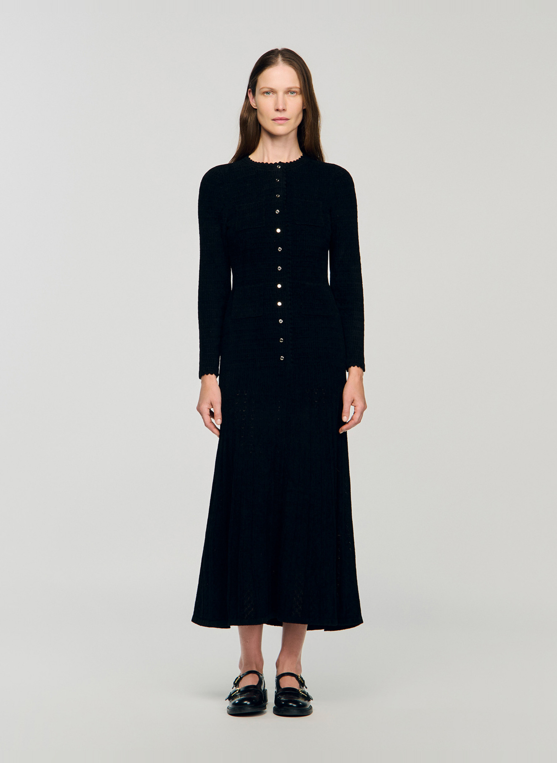 Halflange jurk met ronde hals SANDRO Zwart