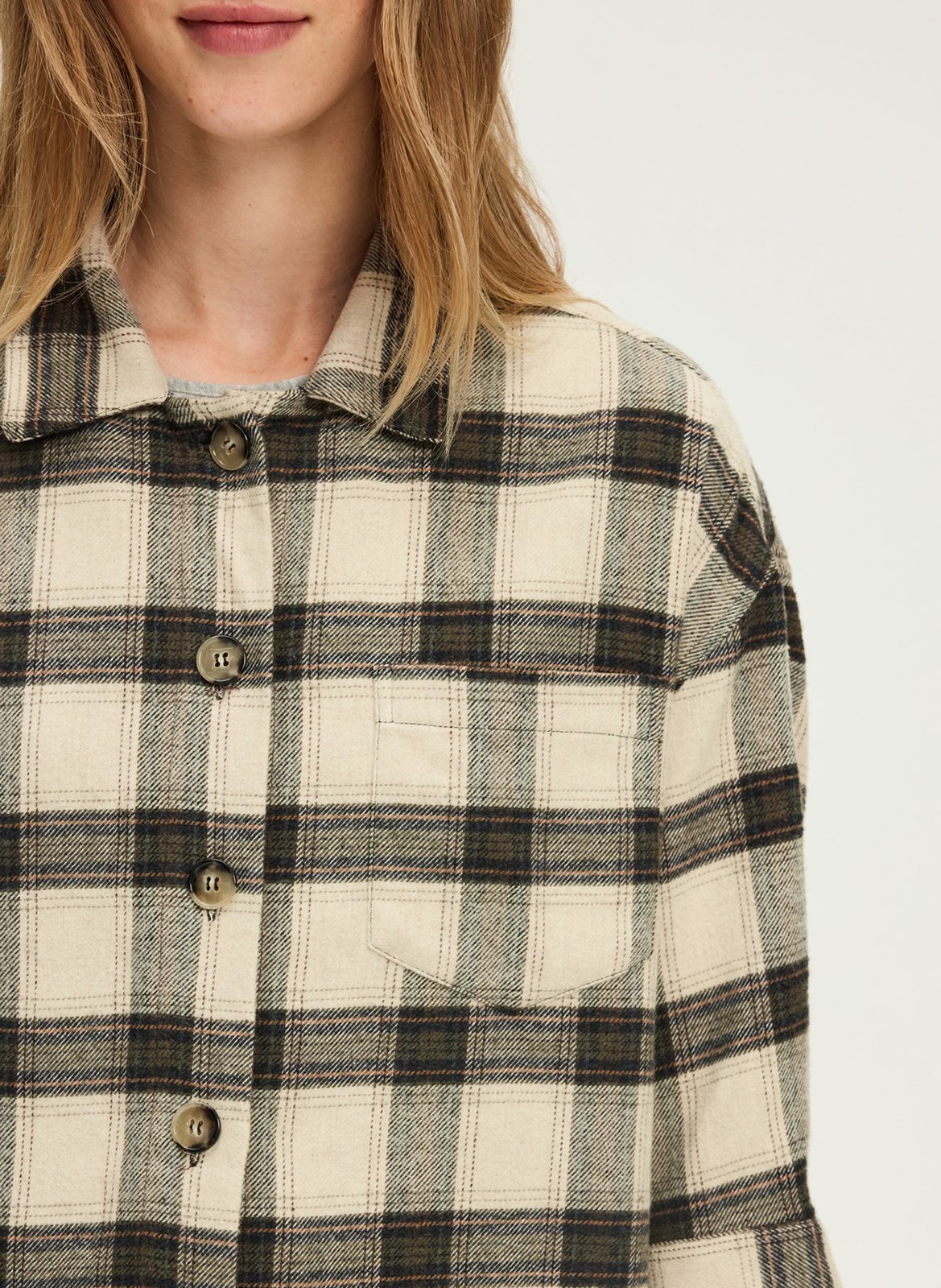 Oversized checked shirt PABLO Khaki