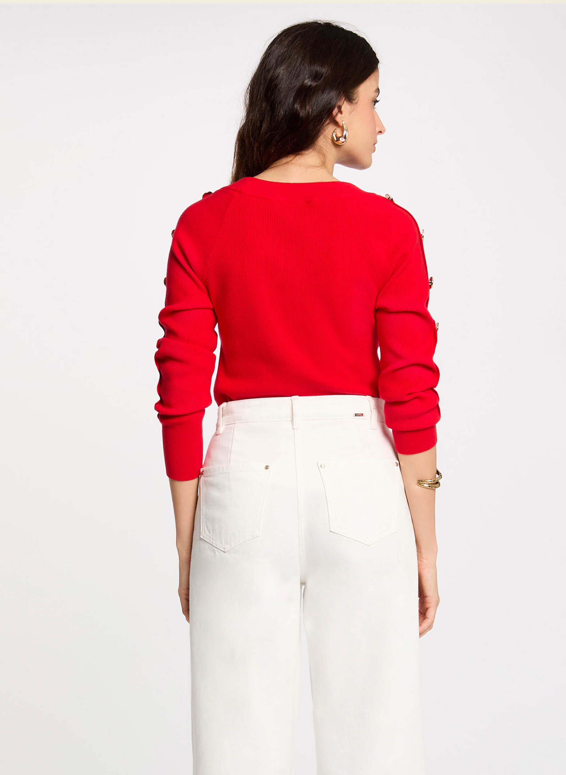 Rechte bootnek trui MORGAN Rood